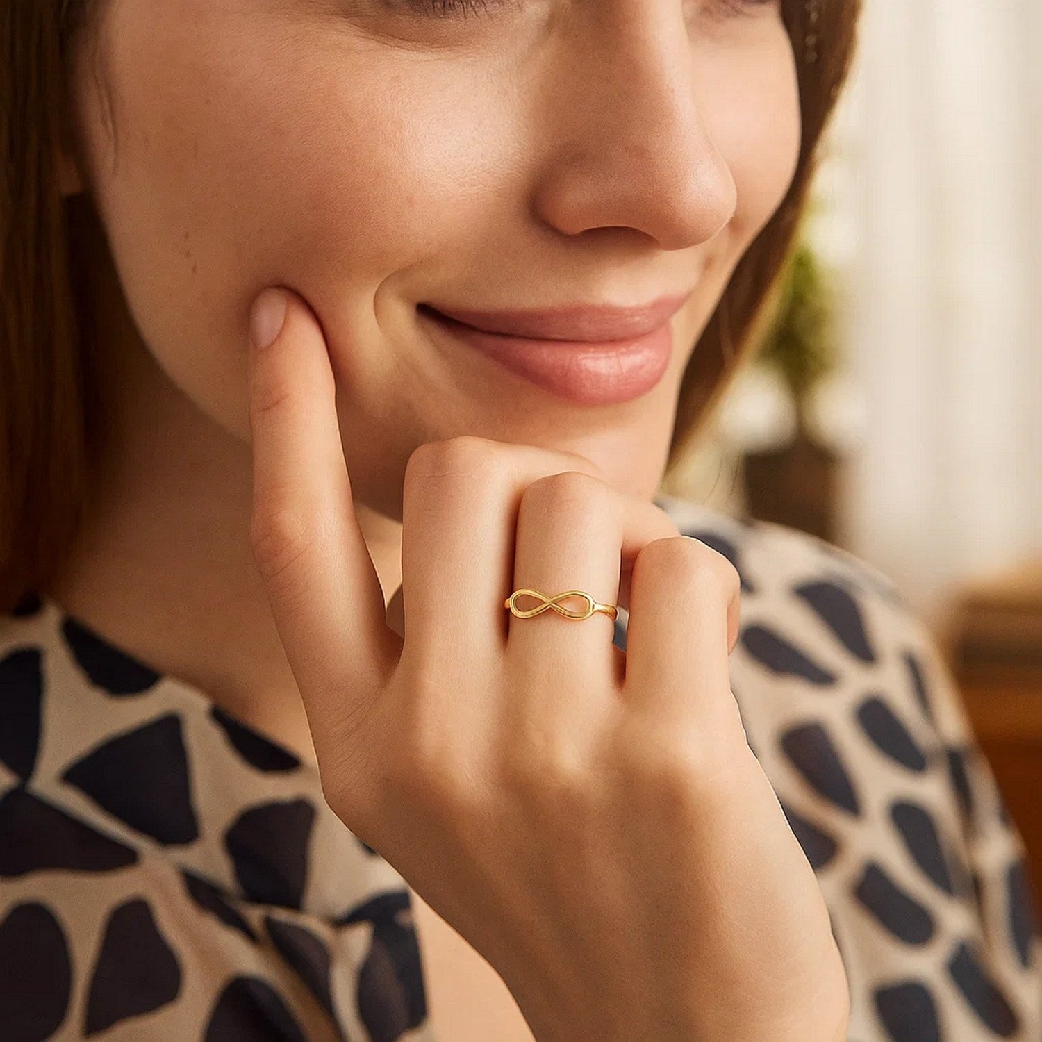 14k Yellow Gold Infinity Ring in High Polish