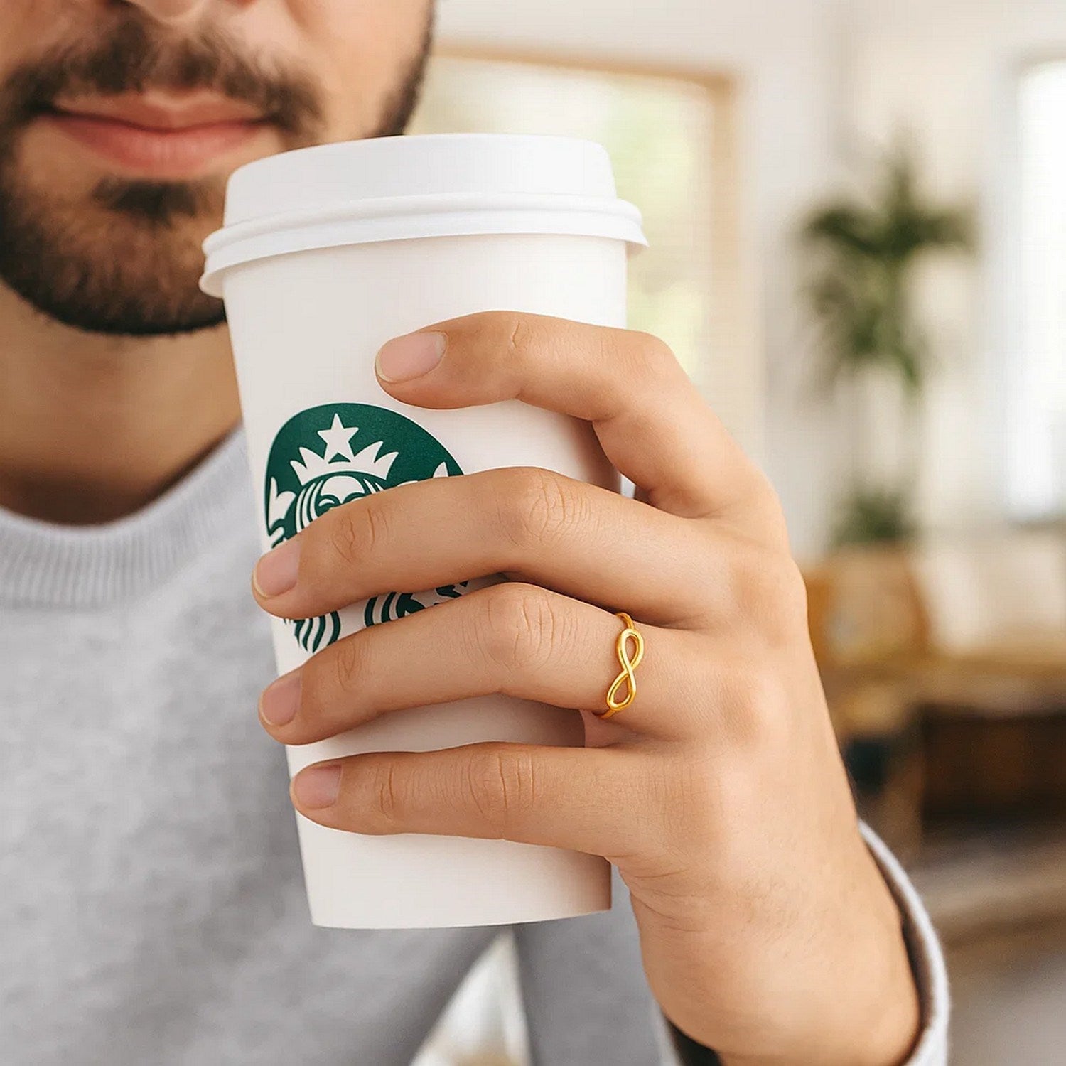 14k Yellow Gold Infinity Ring in High Polish