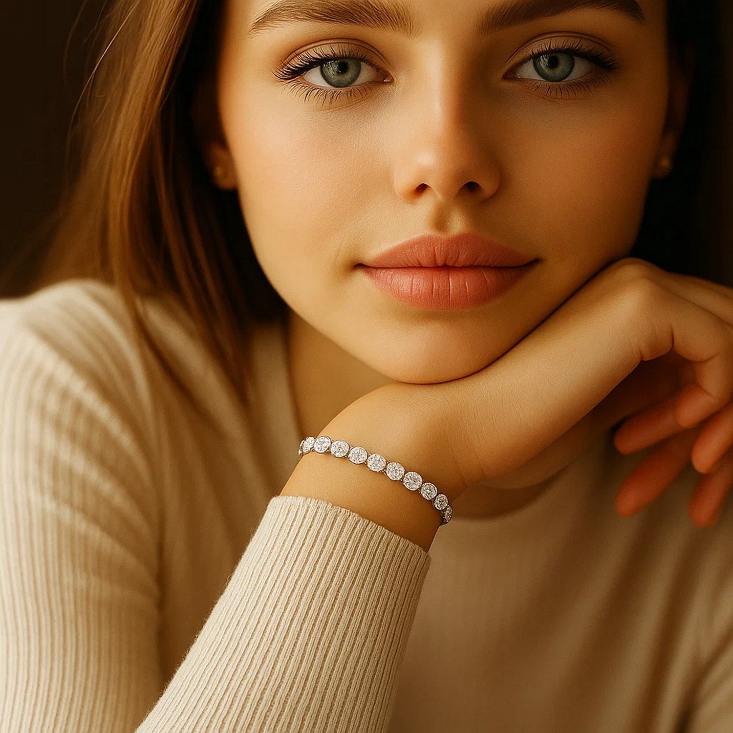 Lab Grown Round Diamond Tennis Bracelet in 14k White Gold (5 cctw F/G VS2/SI1)