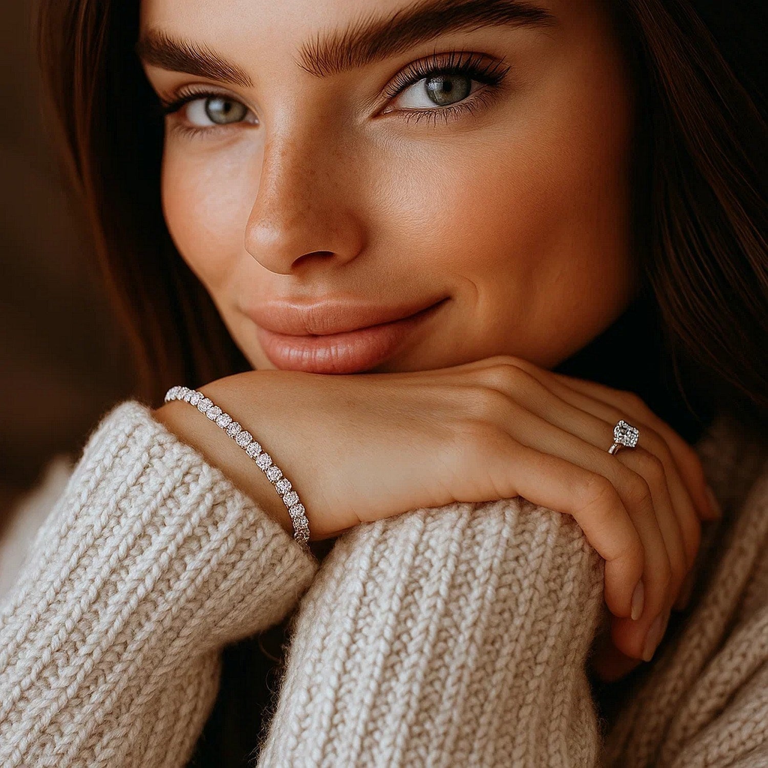 Lab Grown Round Diamond Tennis Bracelet in 14k White Gold (5 cctw F/G VS2/SI1)