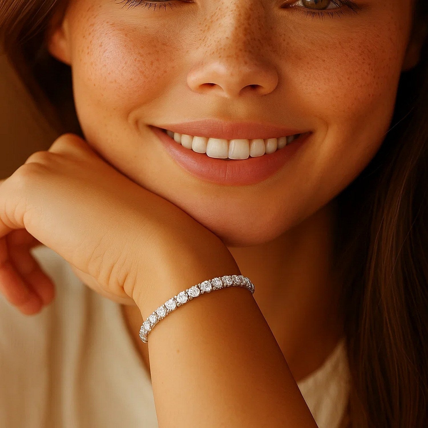 Lab Grown Round Diamond Tennis Bracelet in 14k White Gold (5 cctw F/G VS2/SI1)