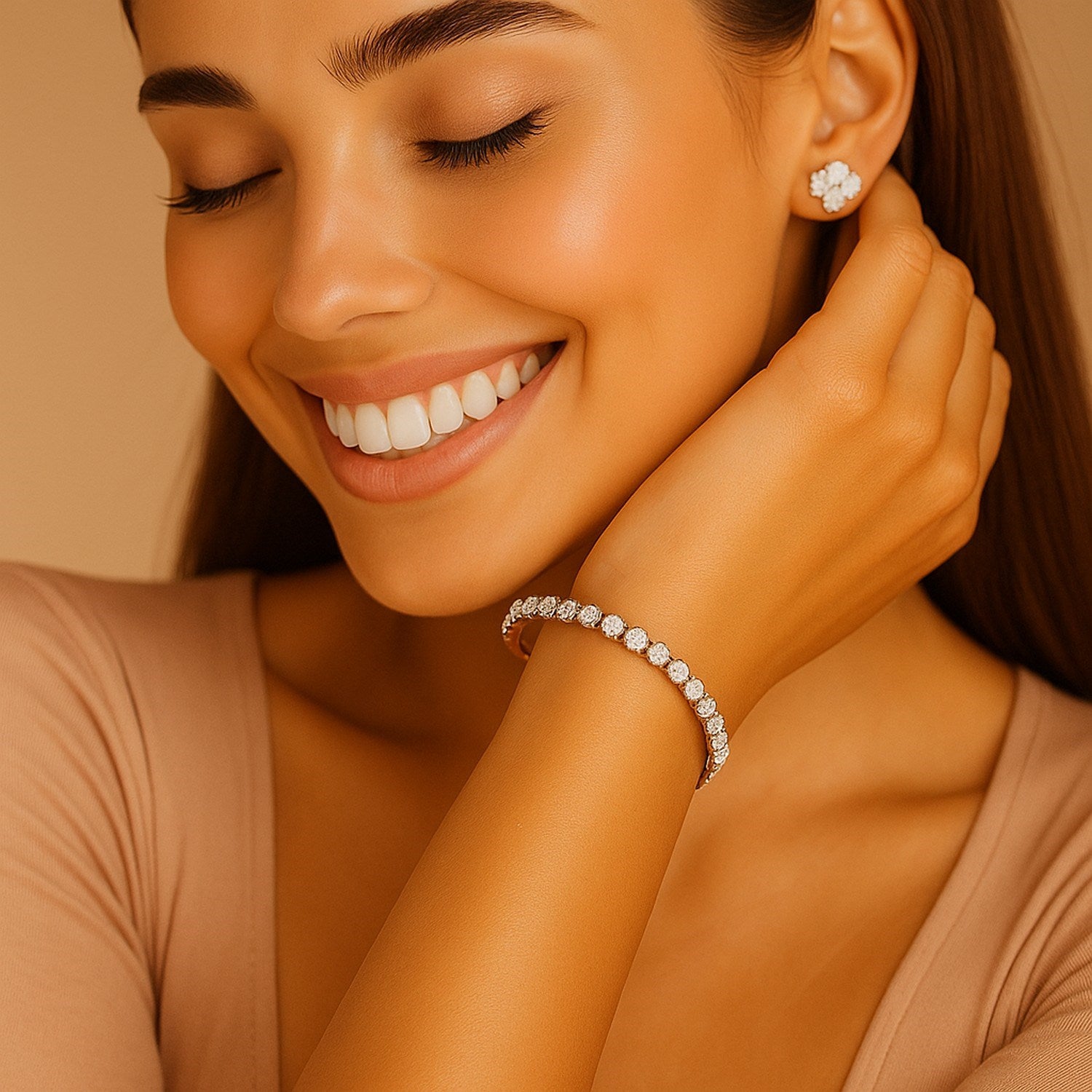 Lab Grown Round Diamond Tennis Bracelet in 14k Yellow Gold(5 cctw F/G VS2/SI1)