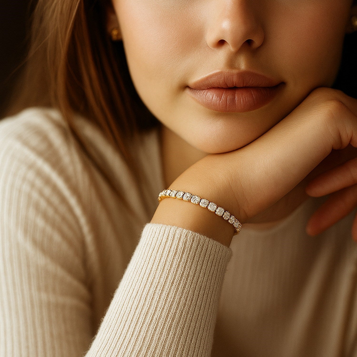 Lab Grown Round Diamond Tennis Bracelet in 14k Yellow Gold(5 cctw F/G VS2/SI1)