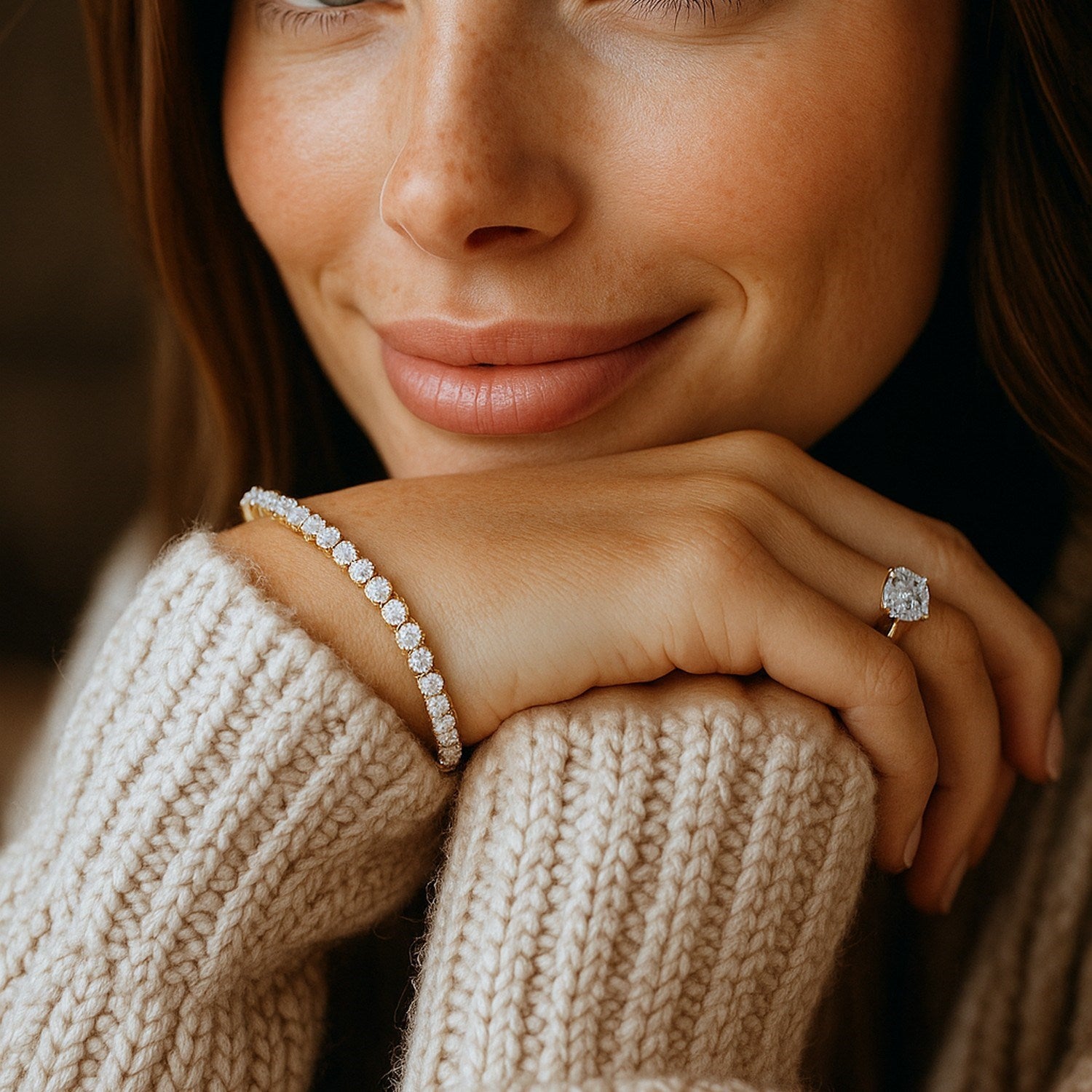 Lab Grown Round Diamond Tennis Bracelet in 14k Yellow Gold(5 cctw F/G VS2/SI1)