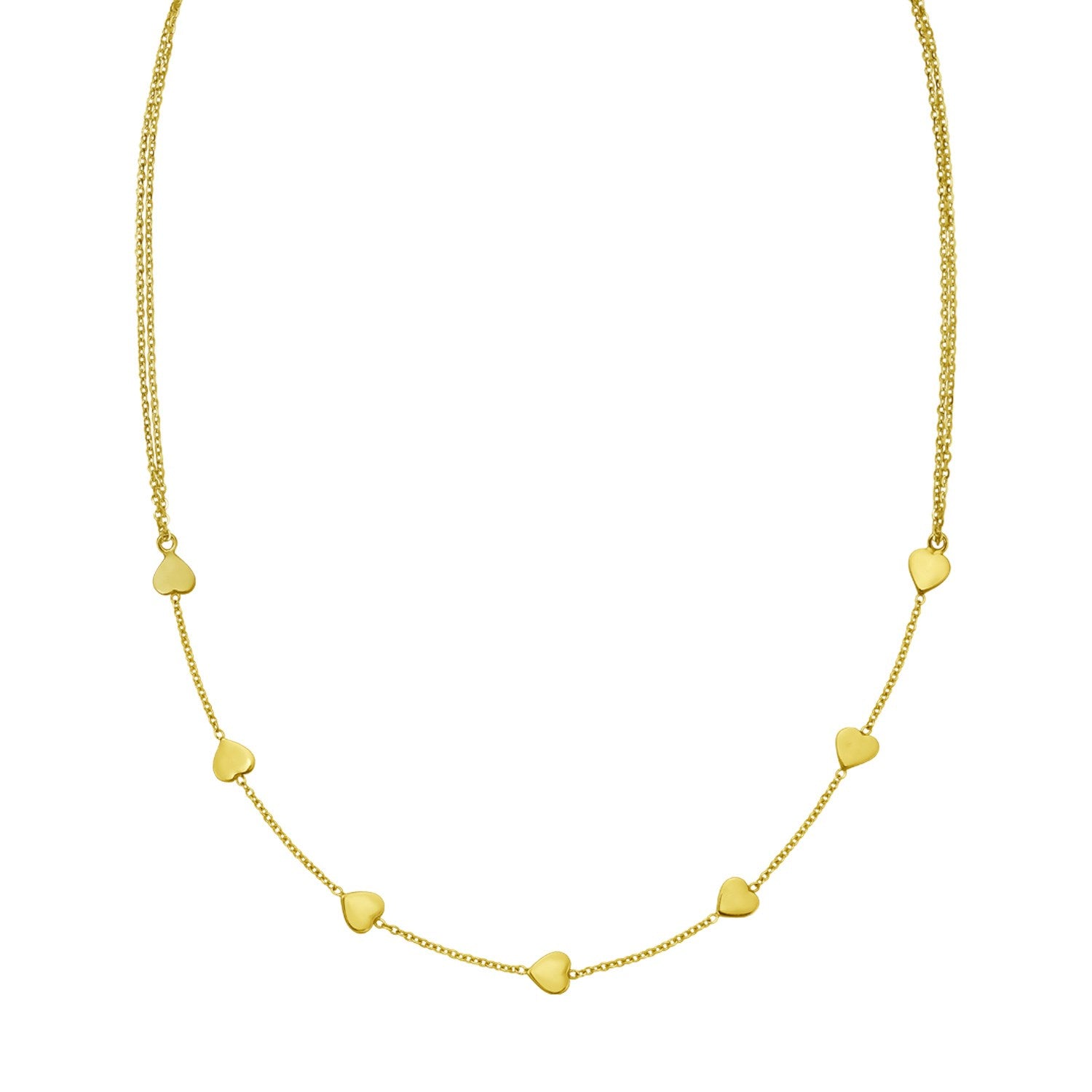 14K Yellow Gold Adjustable Heart Link Necklace