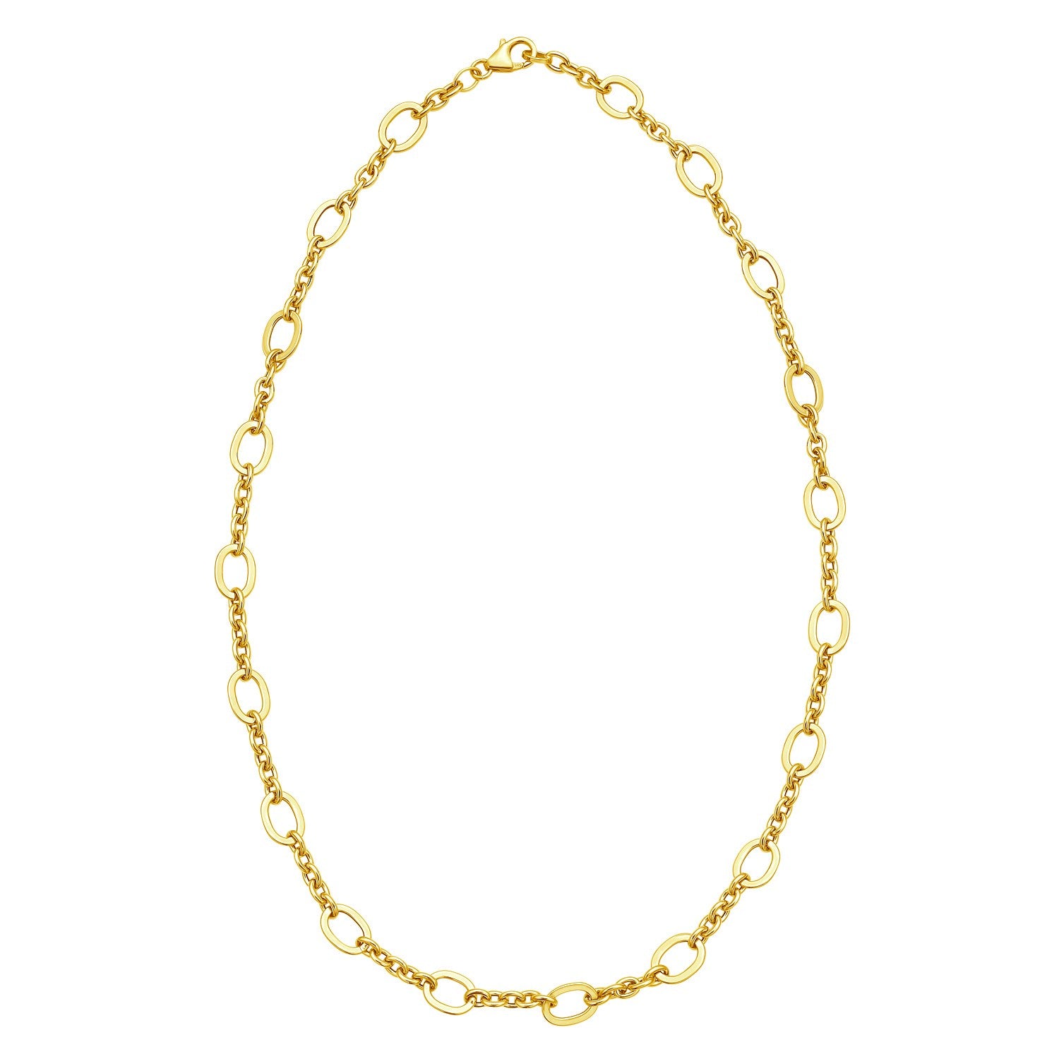 14K Yellow Gold Five and One Oval Link Chain Necklace