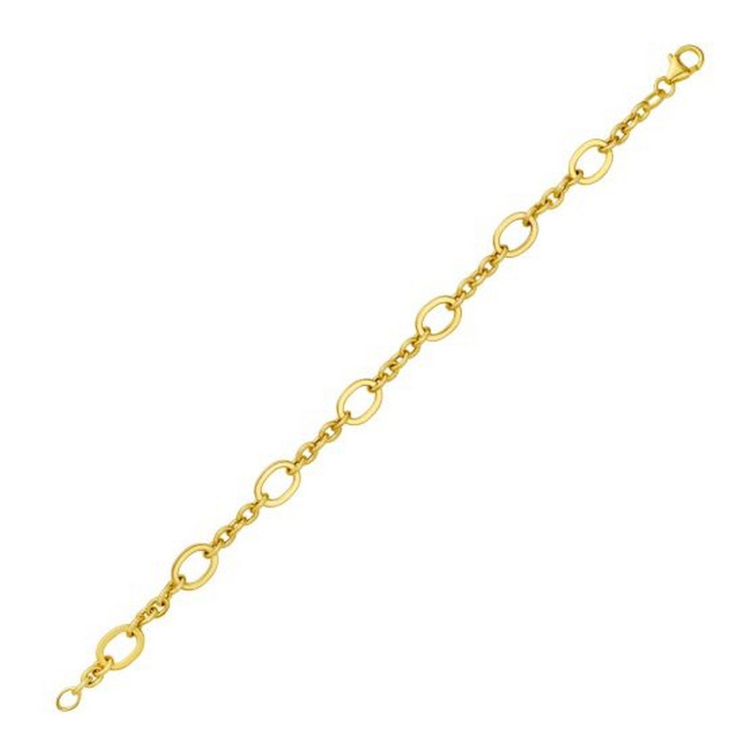 14K Yellow Gold Five and One Oval Link Chain Necklace