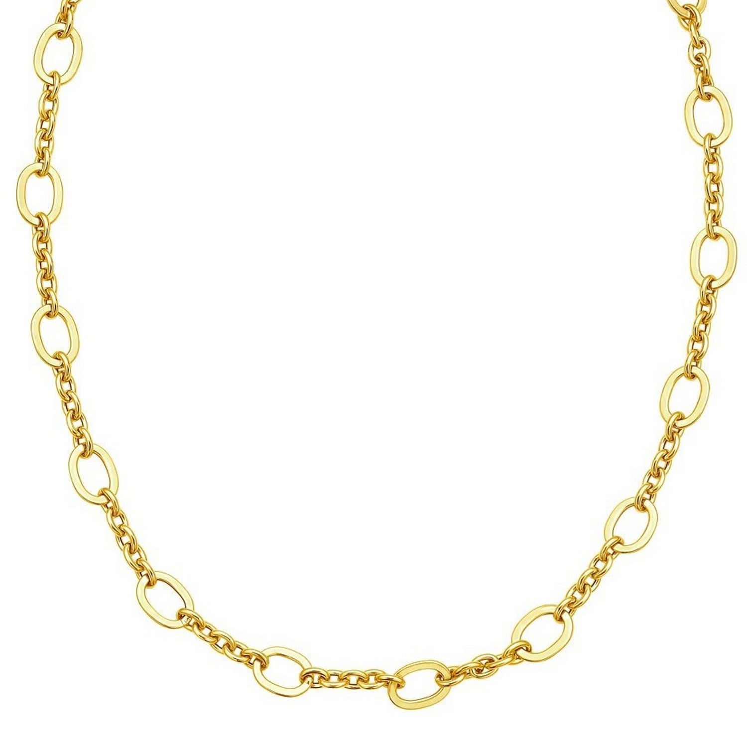 14K Yellow Gold Five and One Oval Link Chain Necklace