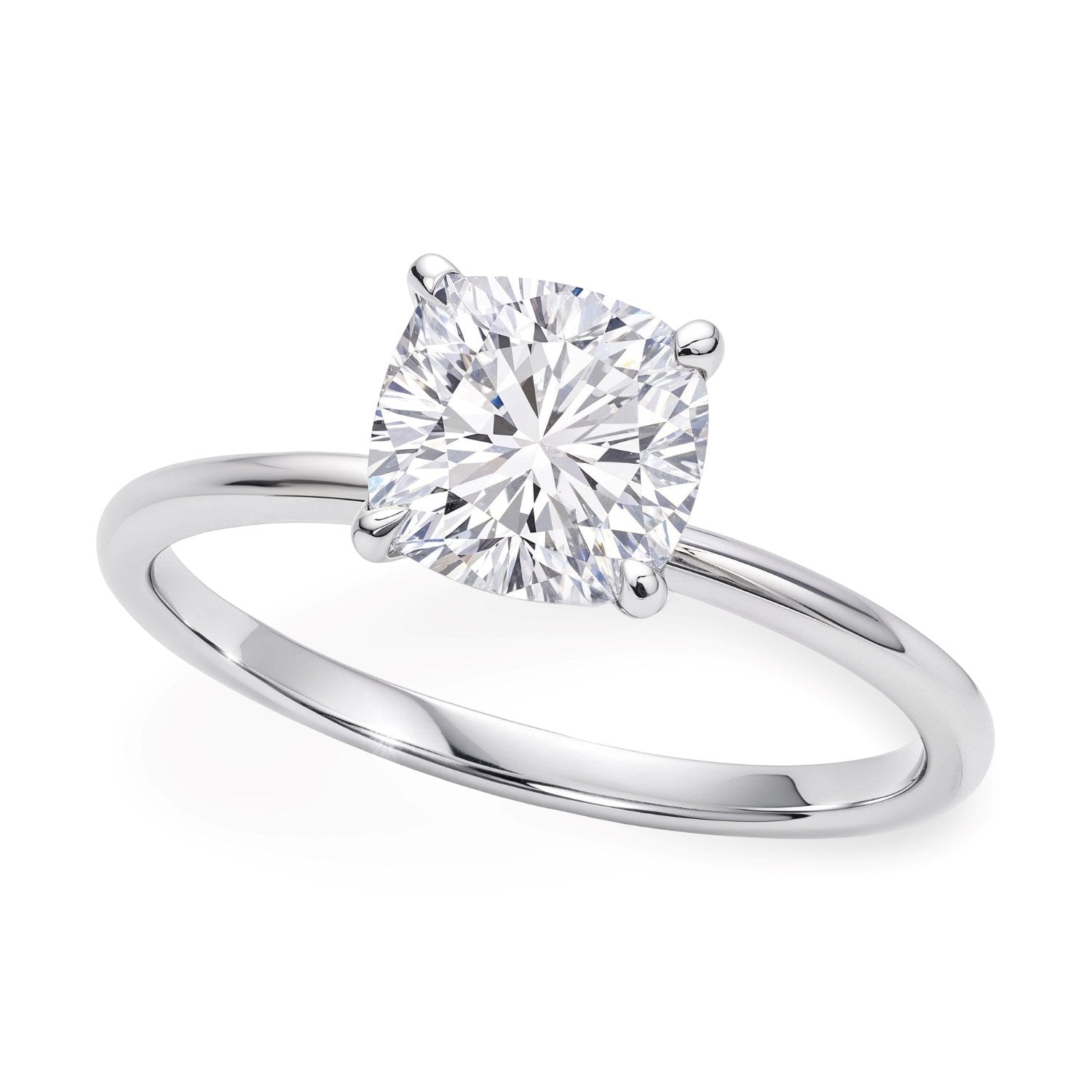 2 Carat Cushion Lab Grown IGI G/VS1 Diamond Solitaire Ring in 10K White Gold