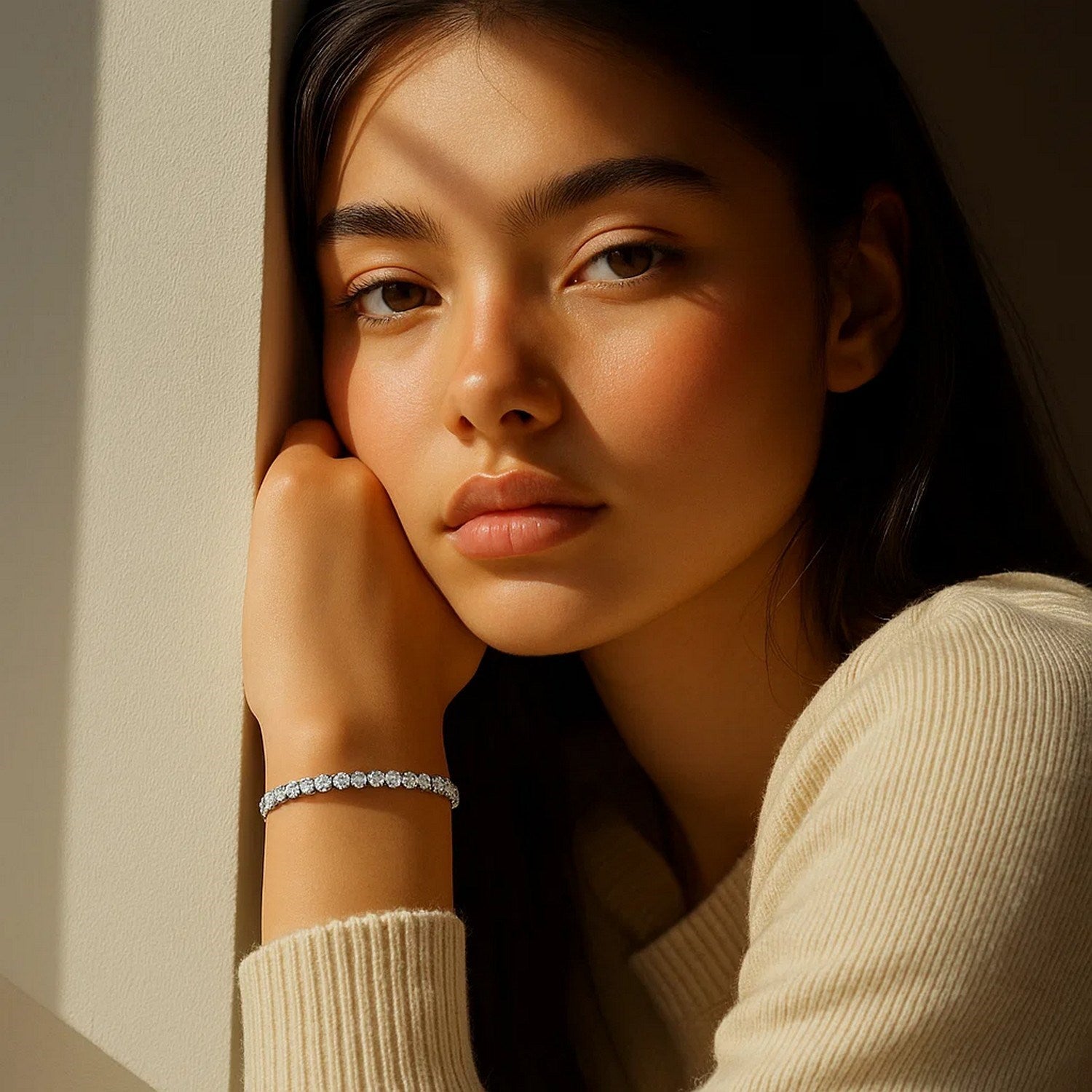 Lab Grown Round Diamond Tennis Bracelet in 14k White Gold (3 cctw F/G VS2/SI1)