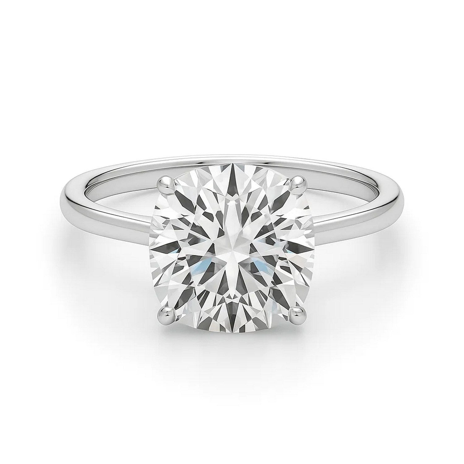 5 Carat Cushion Lab Grown IGI G/VS1 Diamond Solitaire Ring in 10K White Gold