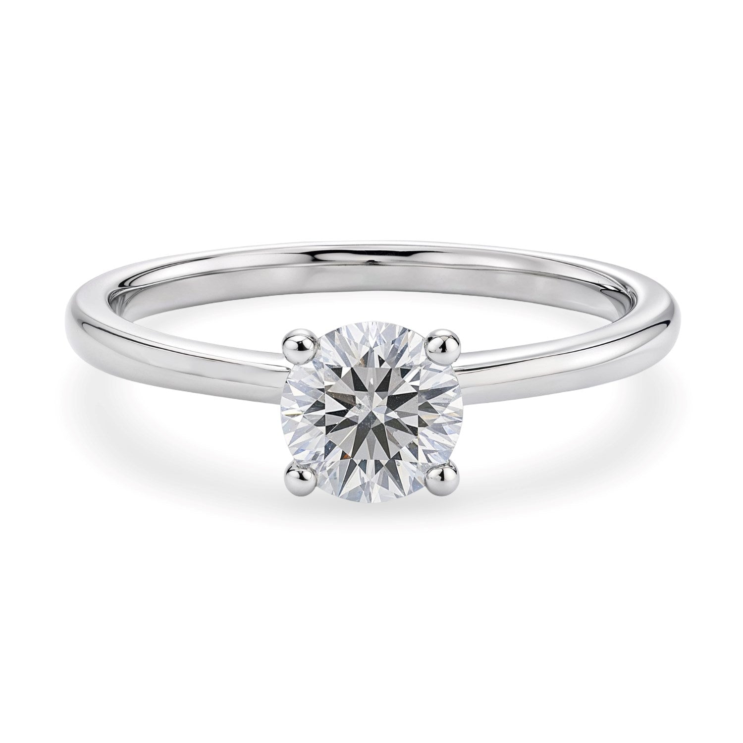 1 Carat Round Lab Grown IGI G/VS1 Diamond Solitaire Ring in Sterling Silver
