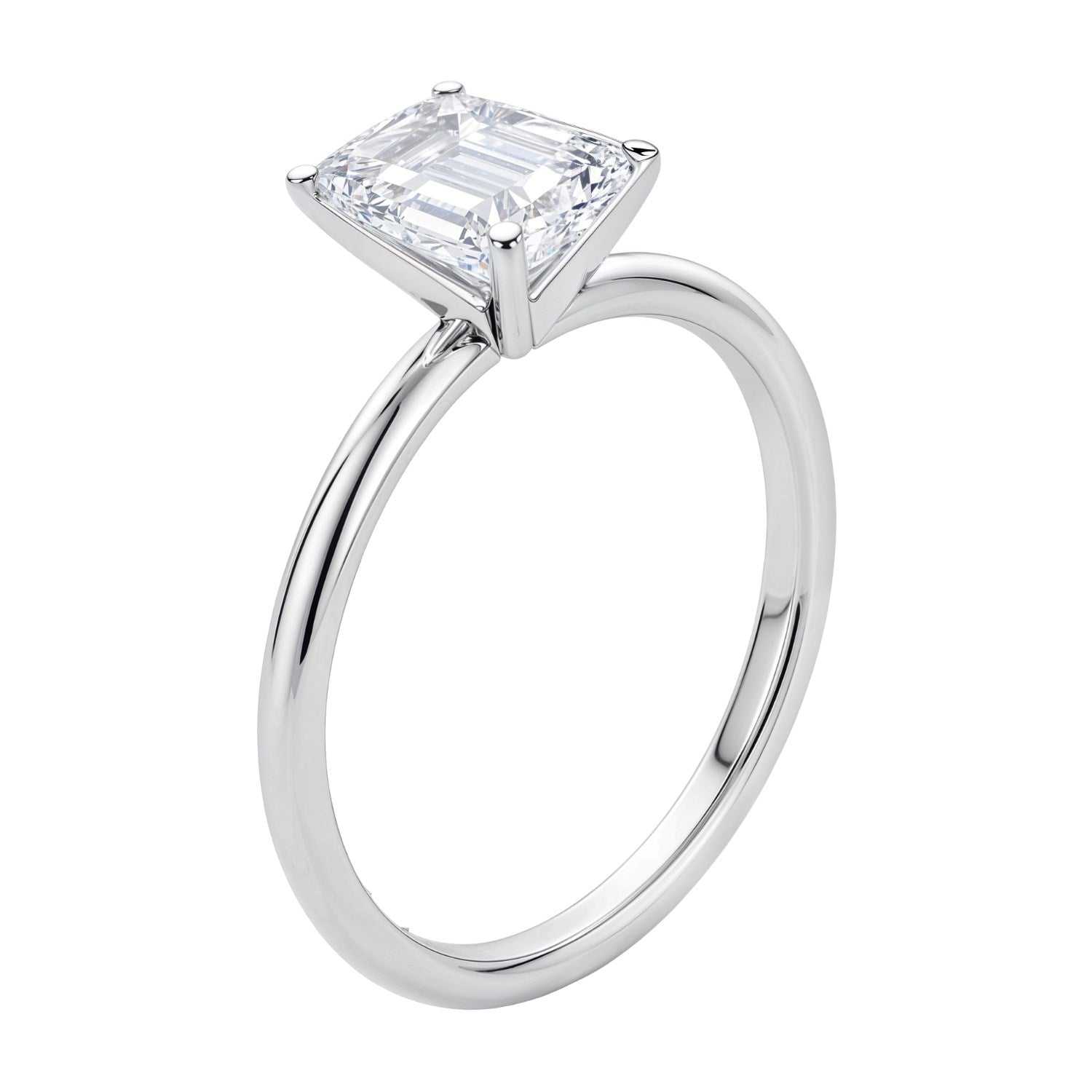 2 Carat Emerald Lab Grown IGI G/VS1 Diamond Solitaire Ring in 10K White Gold