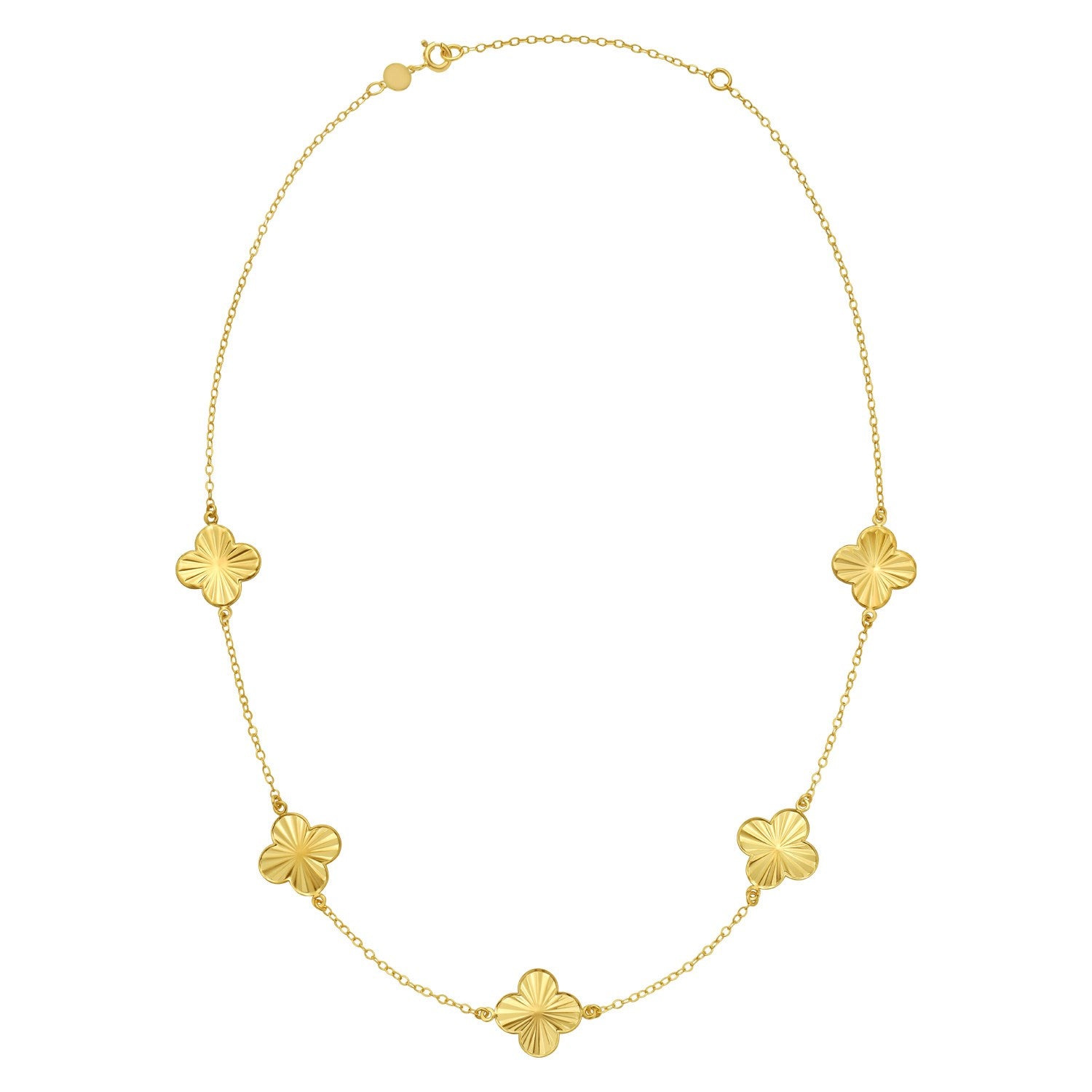 14K Yellow Gold Clover Necklace