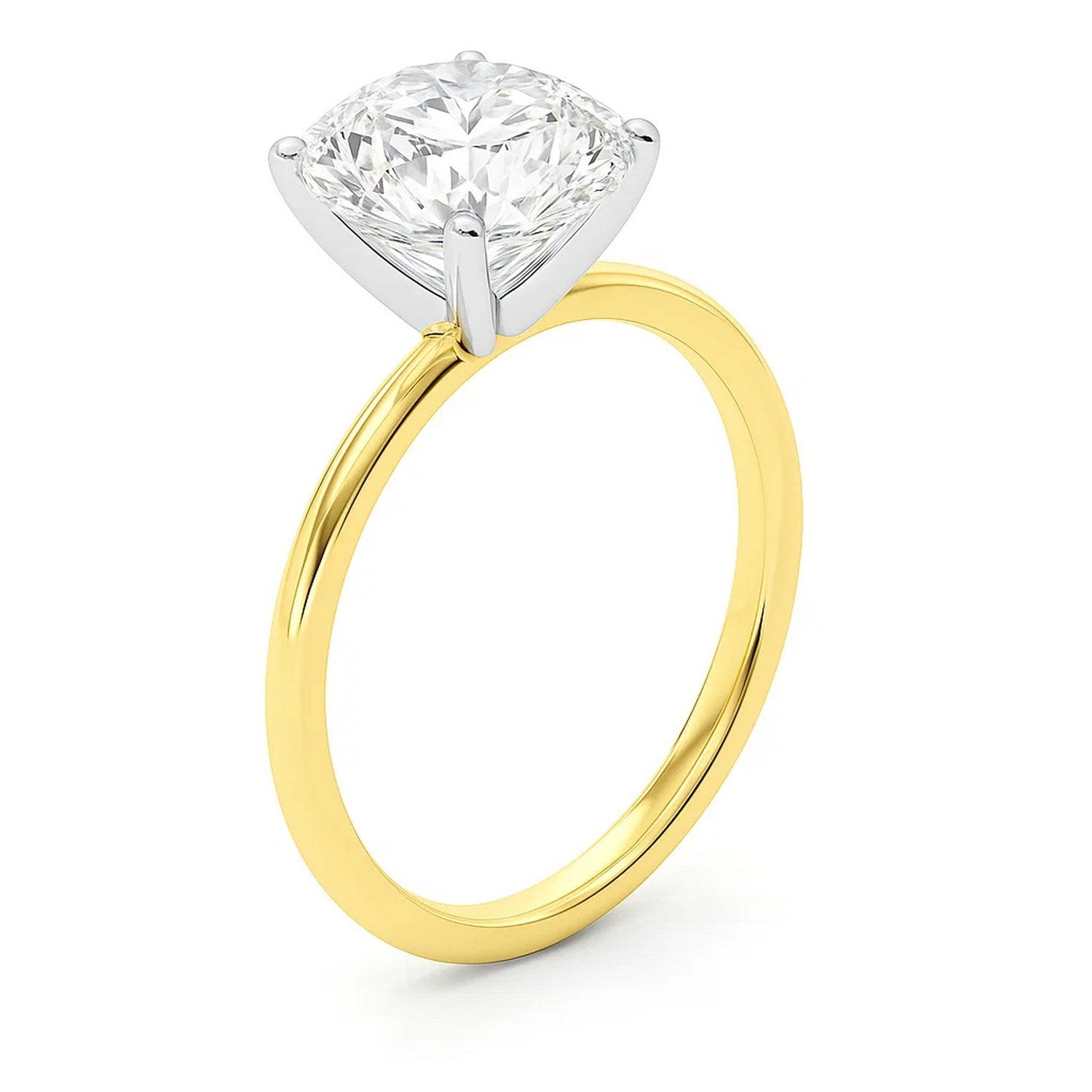 3 Carat Cushion Lab Grown IGI G/VS1 Diamond Solitaire Ring in 10K Yellow Gold