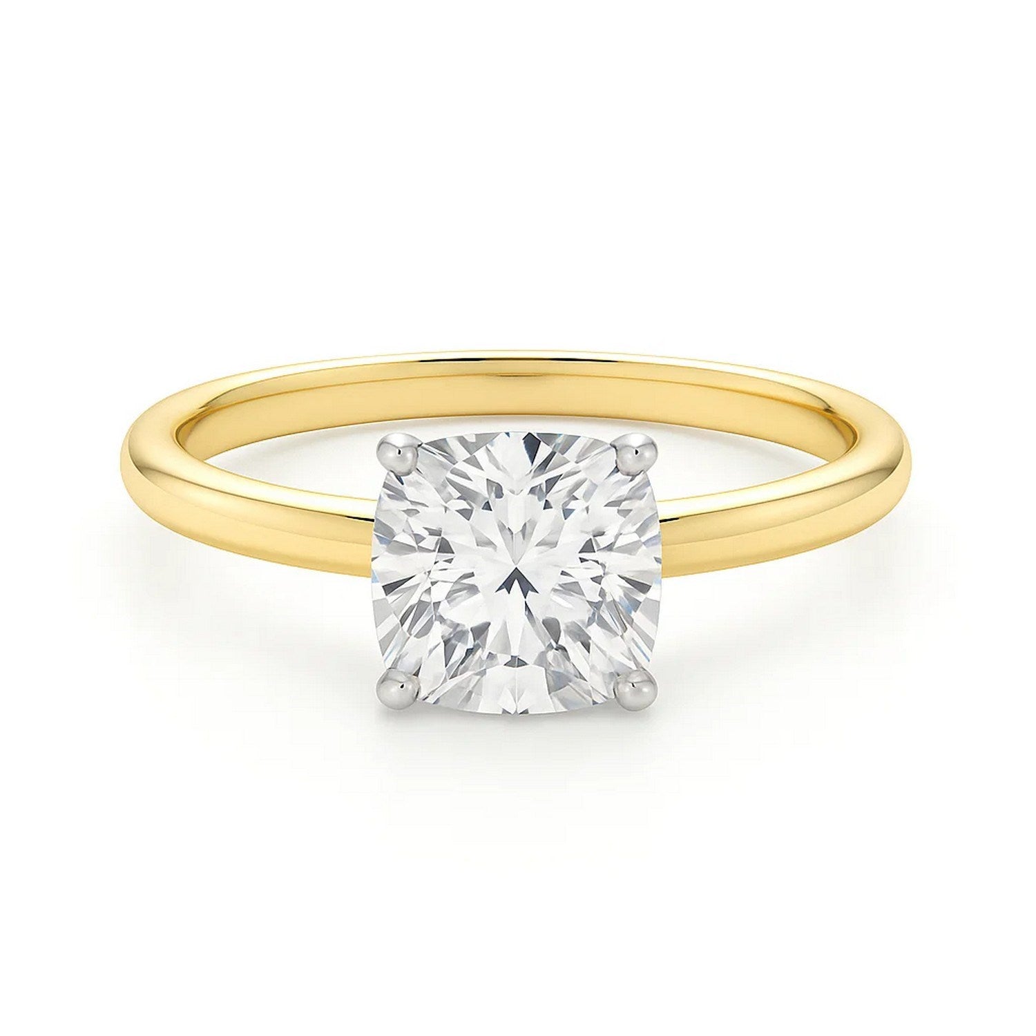 3 Carat Cushion Lab Grown IGI G/VS1 Diamond Solitaire Ring in 10K Yellow Gold