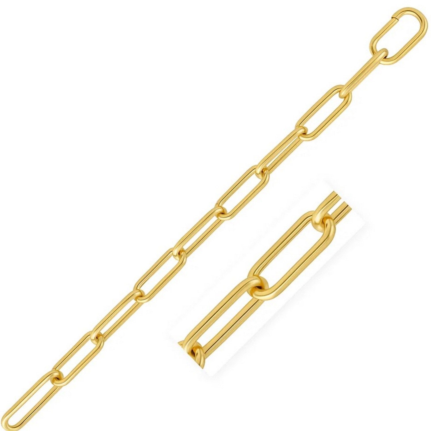 14k Yellow Gold Lite Round Wire Paperclip Bracelet (8.50 mm)