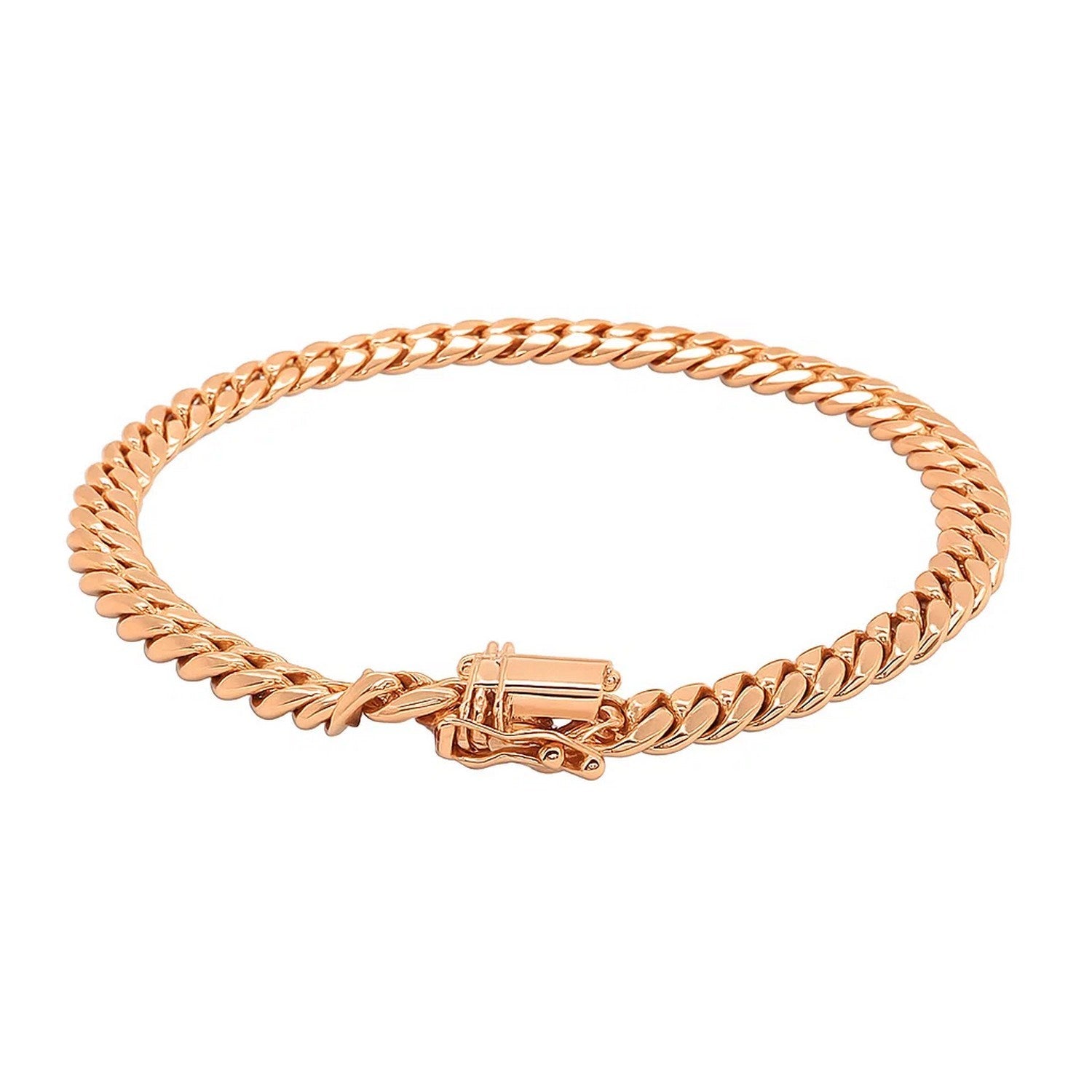 14k Rose Gold Classic Miami Cuban Solid Bracelet (6.10 mm)