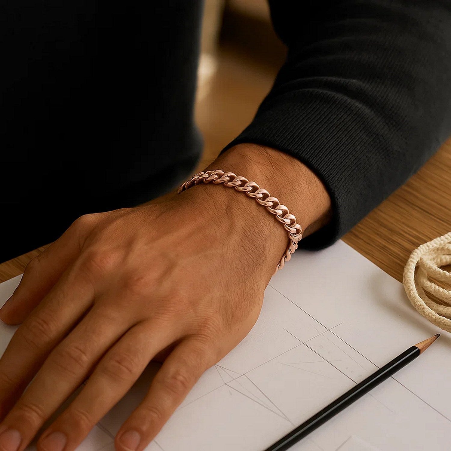 14k Rose Gold Classic Miami Cuban Solid Bracelet (6.10 mm)