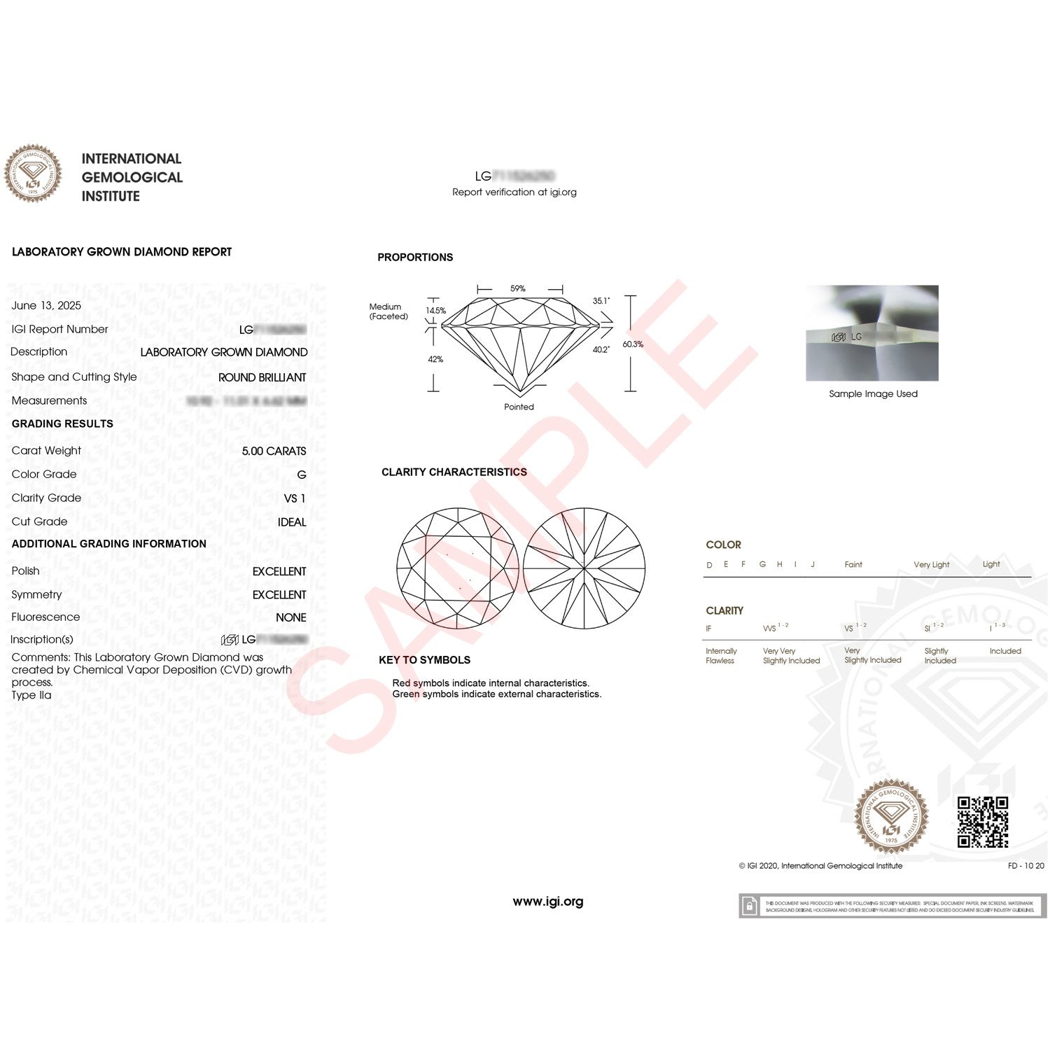 5 Carat Round Lab Grown IGI G/VS1 Diamond Solitaire Ring in 10K White Gold