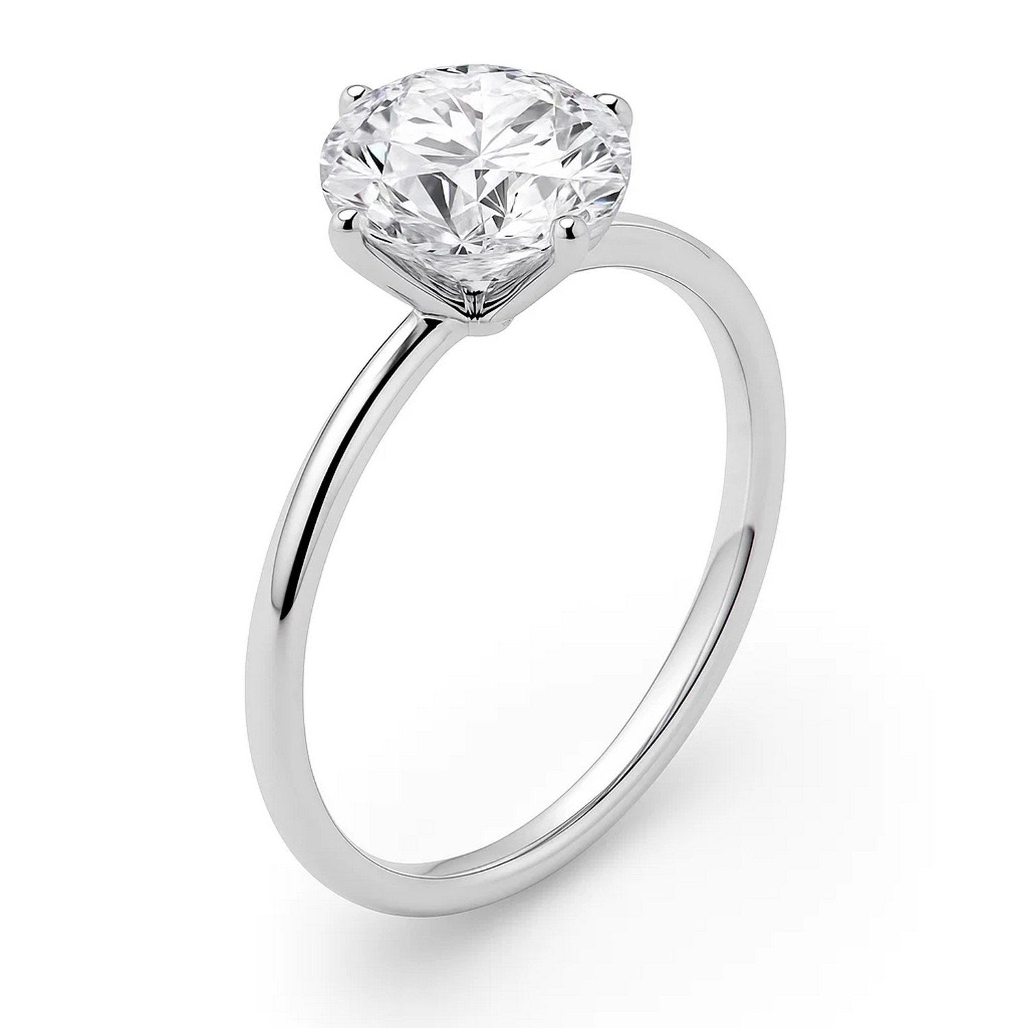 5 Carat Round Lab Grown IGI G/VS1 Diamond Solitaire Ring in 14K White Gold