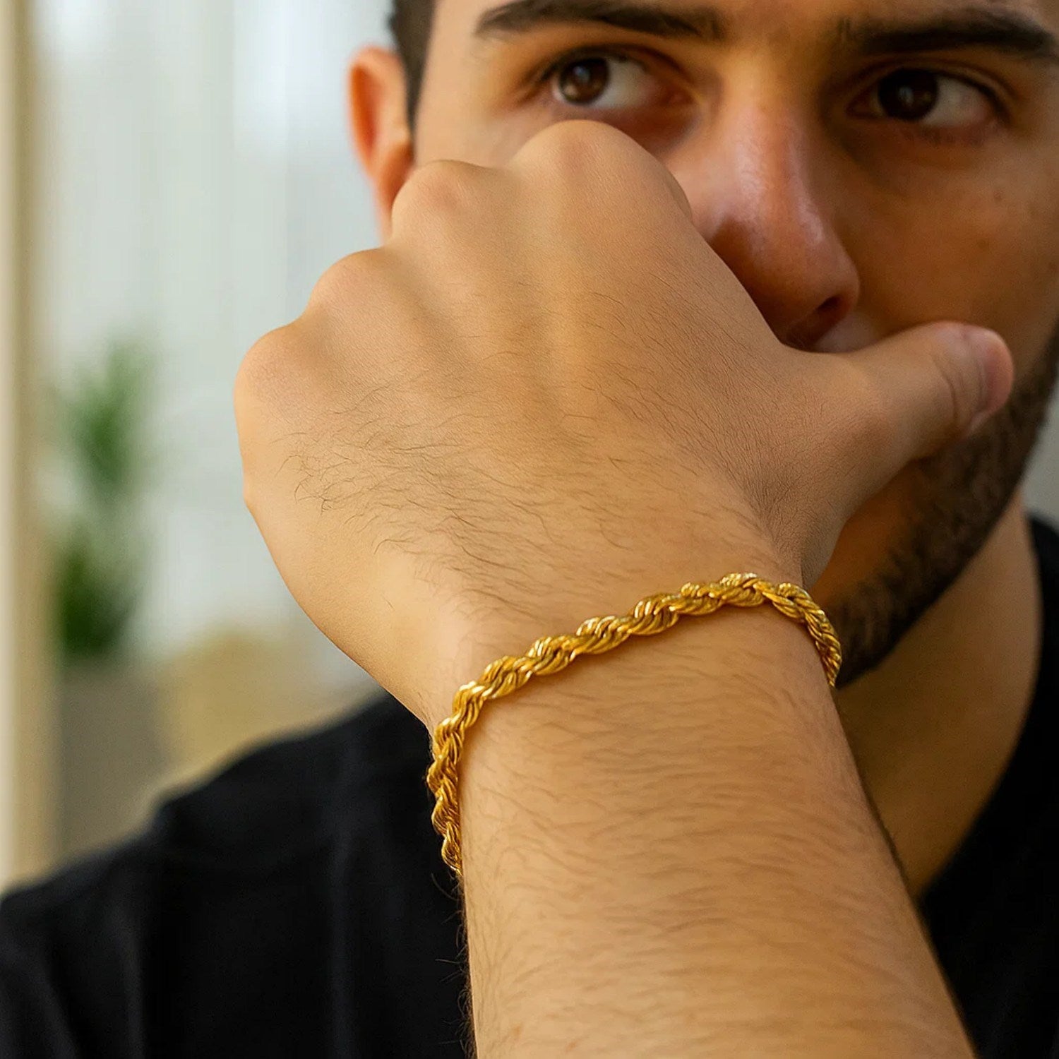 10k Yellow Gold Solid Diamond Cut Rope Bracelet (5.00 mm)