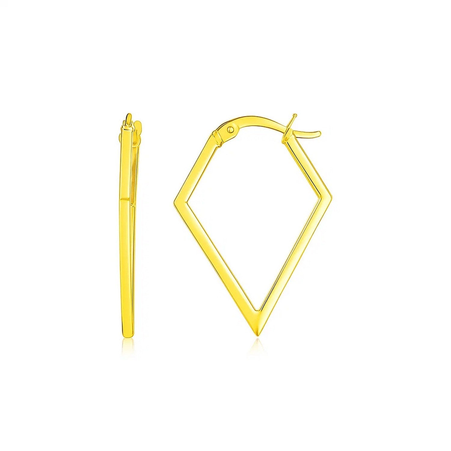 14K Yellow Gold Diamond Motif Hoop Earrings