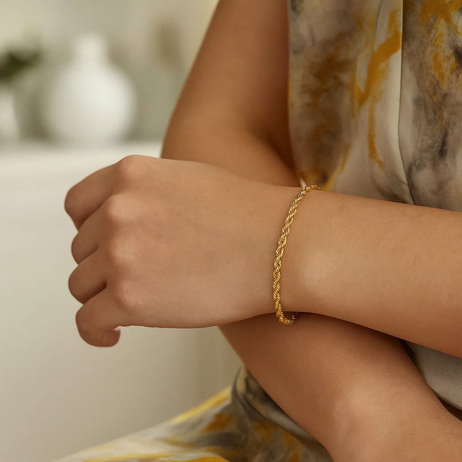 Silk Rope Chain Bracelet in 14k Yellow Gold (3.00 mm)
