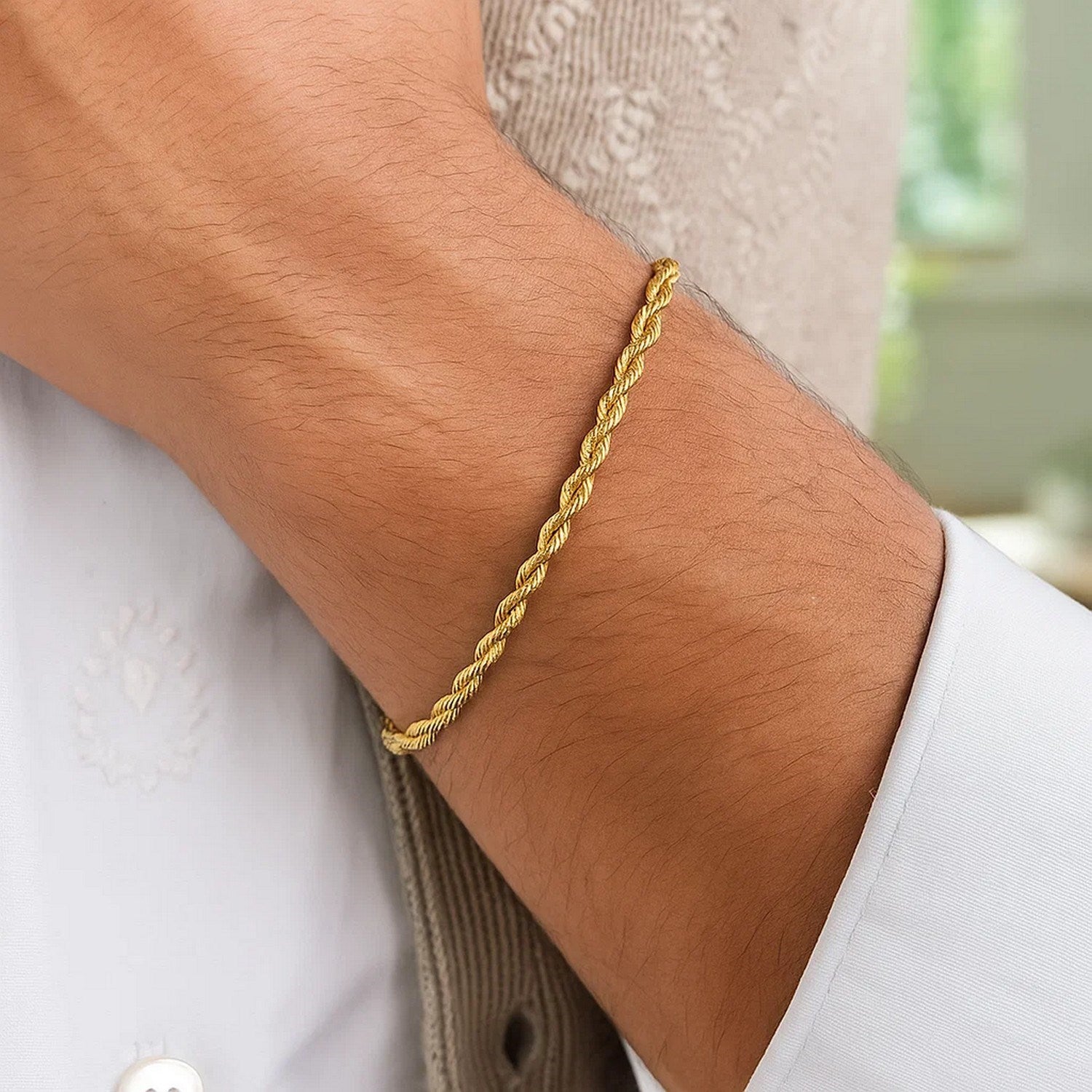 Silk Rope Chain Bracelet in 14k Yellow Gold (3.00 mm)