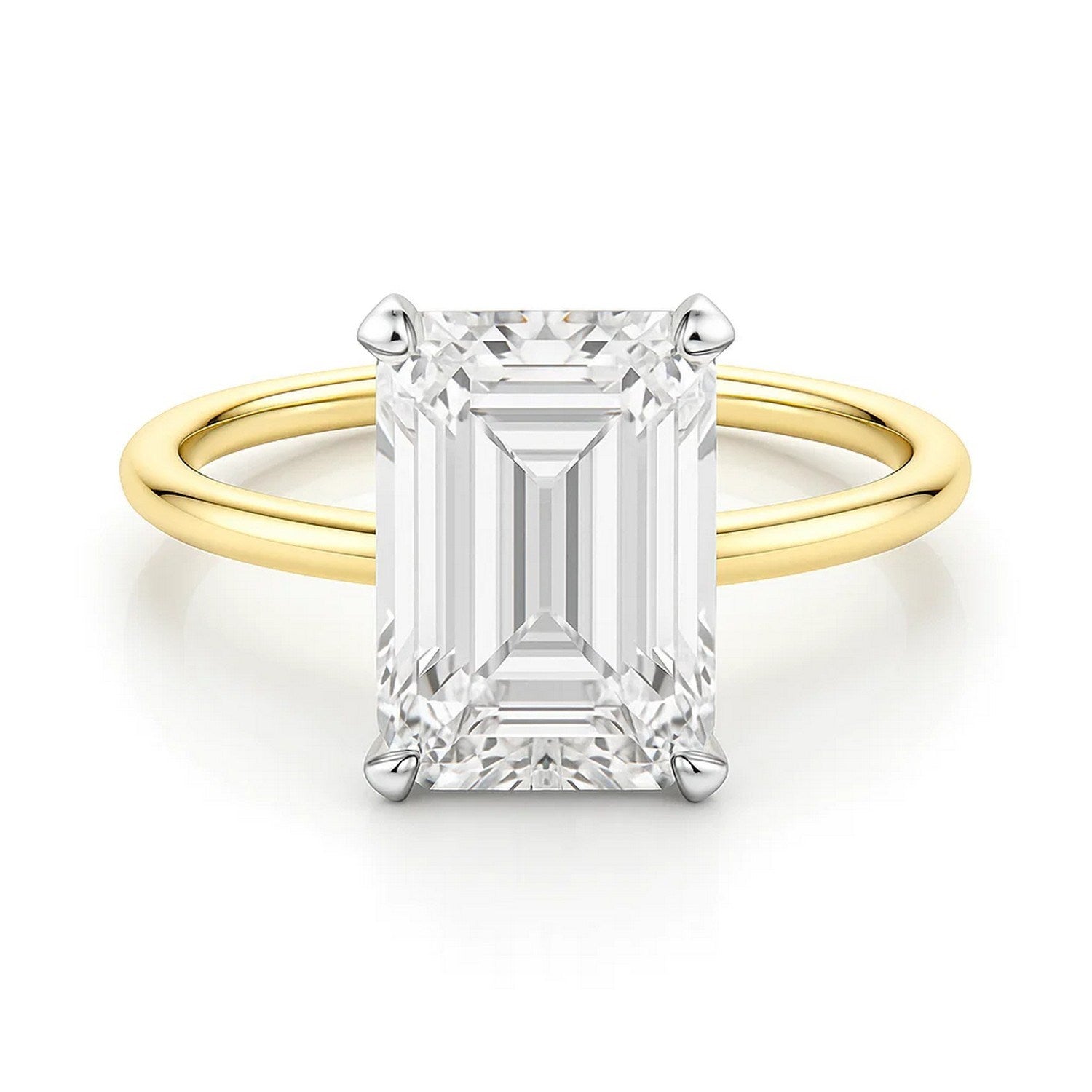 5 Carat Emerald Lab Grown IGI G/VS1 Diamond Solitaire Ring in 14K Yellow Gold