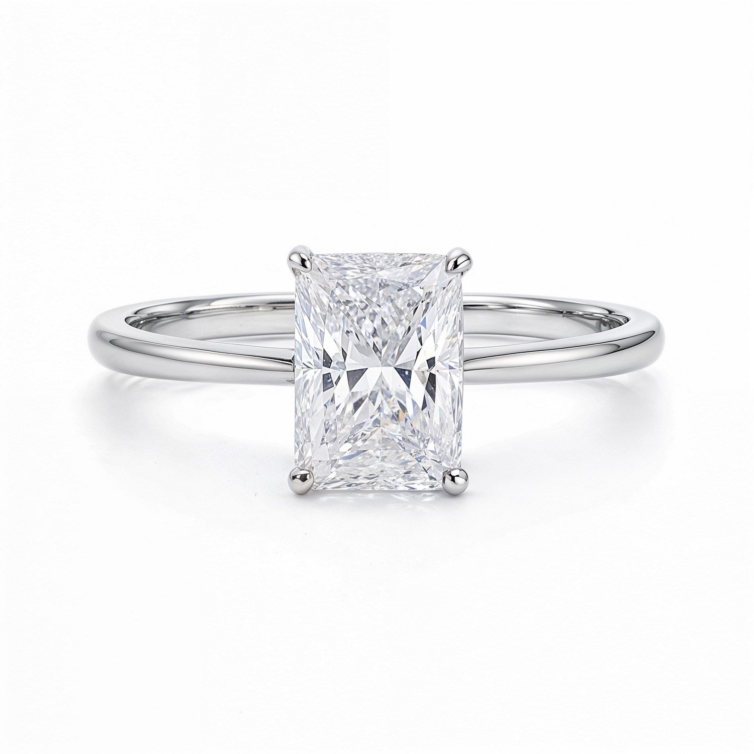 2 Carat Radiant Lab Grown IGI G/VS1 Diamond Solitaire Ring in 14K White Gold