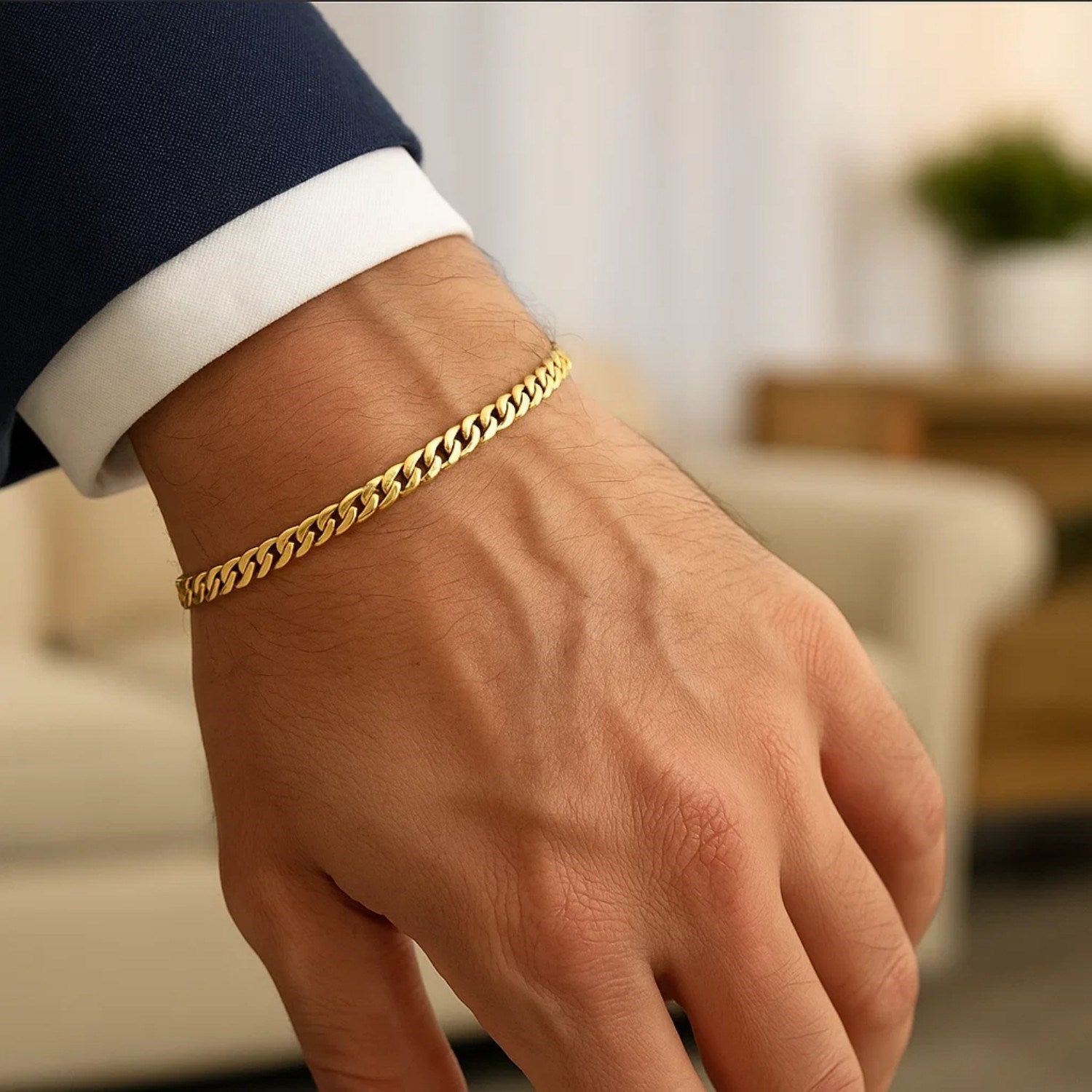 14k Yellow Gold Miami Cuban Semi Solid Bracelet (4.50 mm)