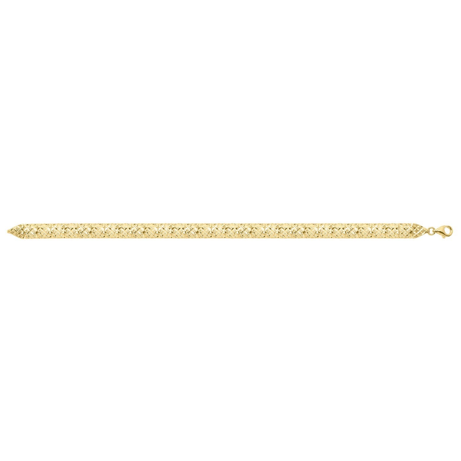 10K Yellow Gold Diamond Cut Square Link Bracelet
