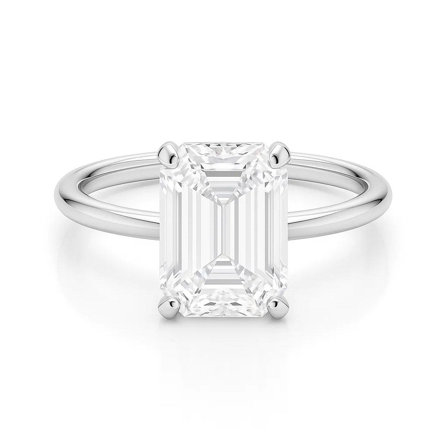5 Carat Emerald Lab Grown IGI G/VS1 Diamond Solitaire Ring in 10K White Gold