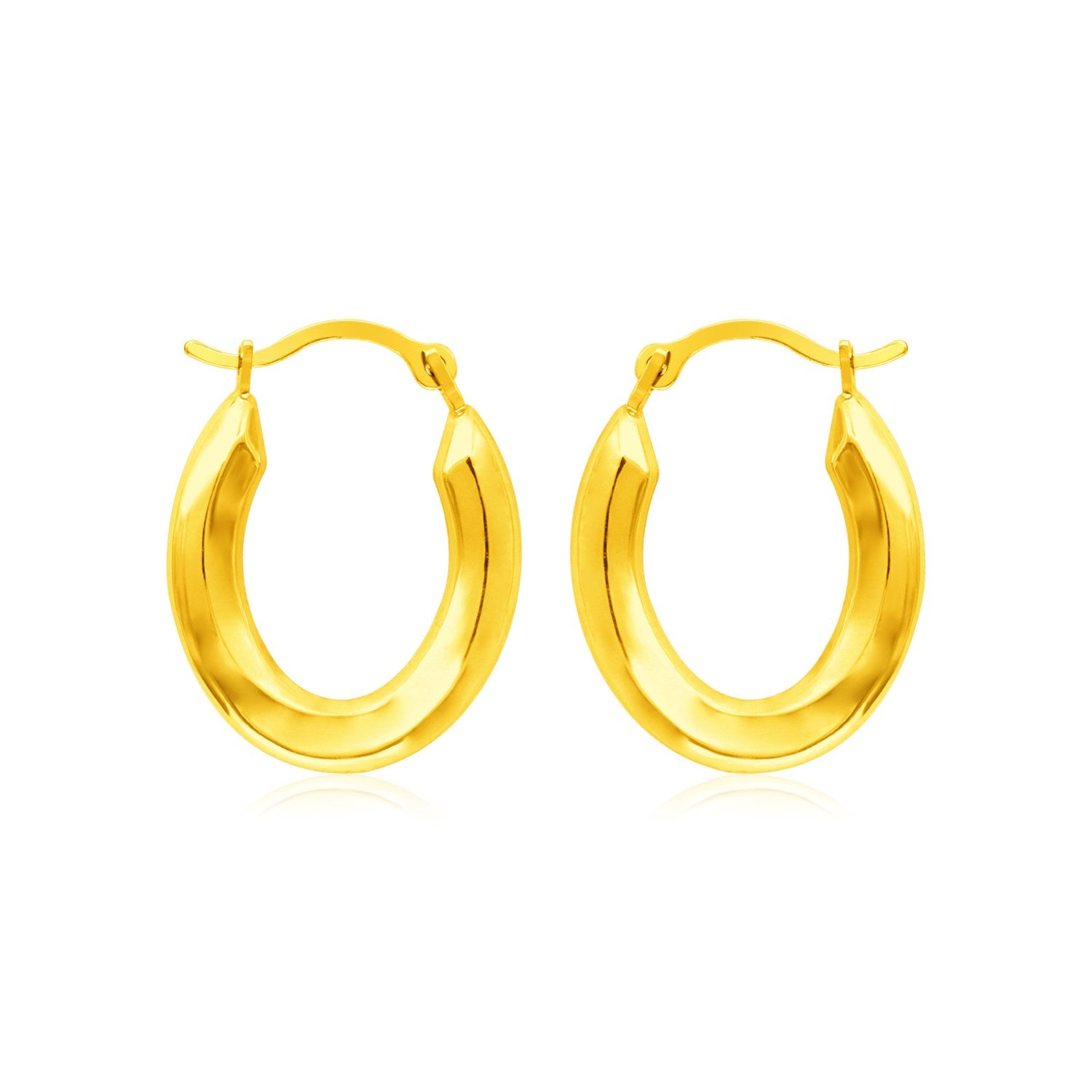 14k Yellow Gold Polished Oval Hoop Earrings