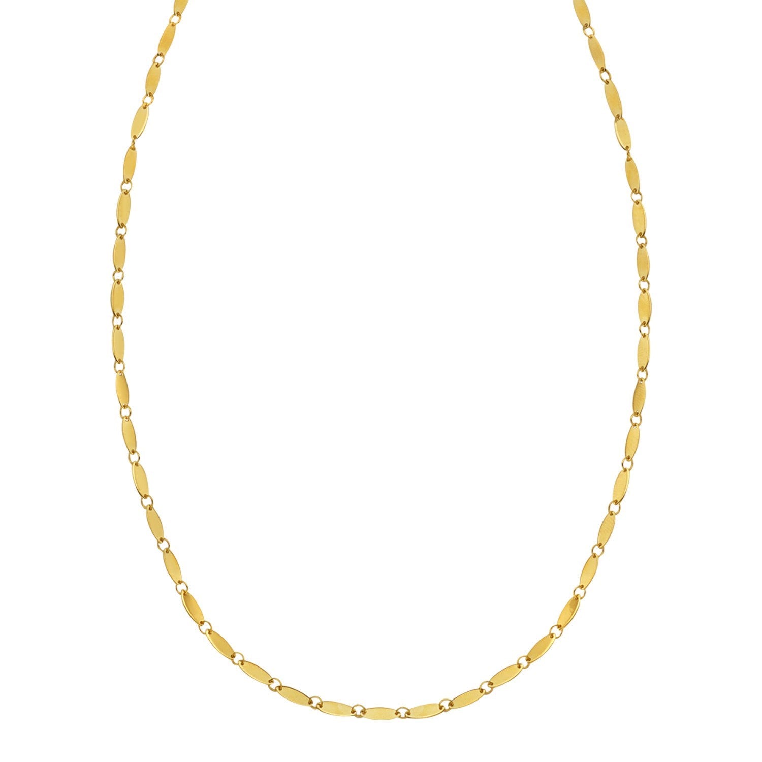 14K Yellow Gold Flat Pebble Link Necklace (2.50 mm)