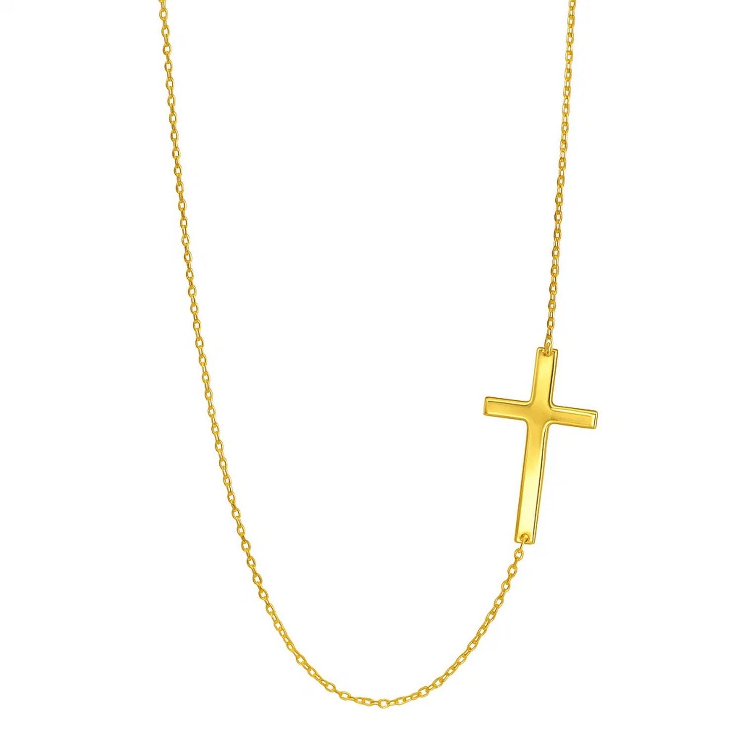 14k Yellow Gold Plain Cross Motif Necklace