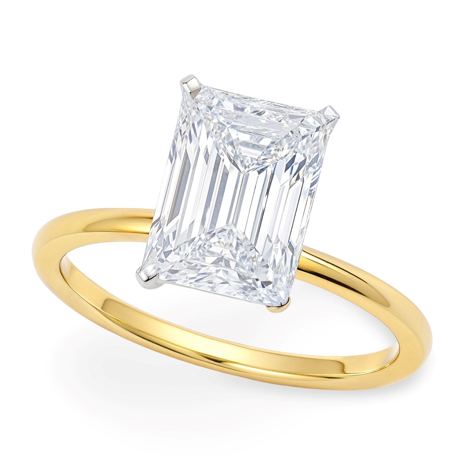 5 Carat Radiant Lab Grown IGI G/VS1 Diamond Solitaire Ring in 10K Yellow Gold
