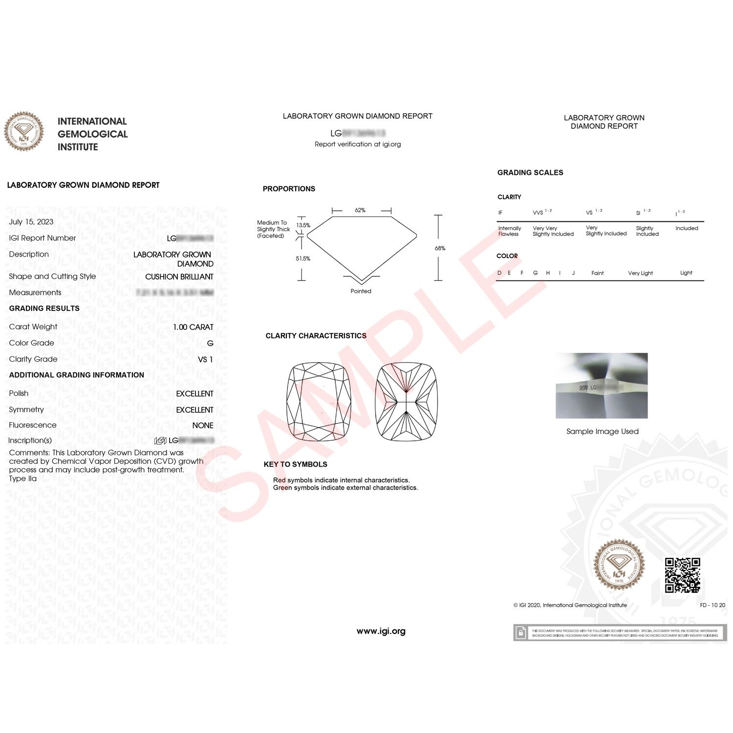 1 Carat Cushion Lab Grown IGI G/VS1 Diamond Solitaire Ring in 10K Yellow Gold