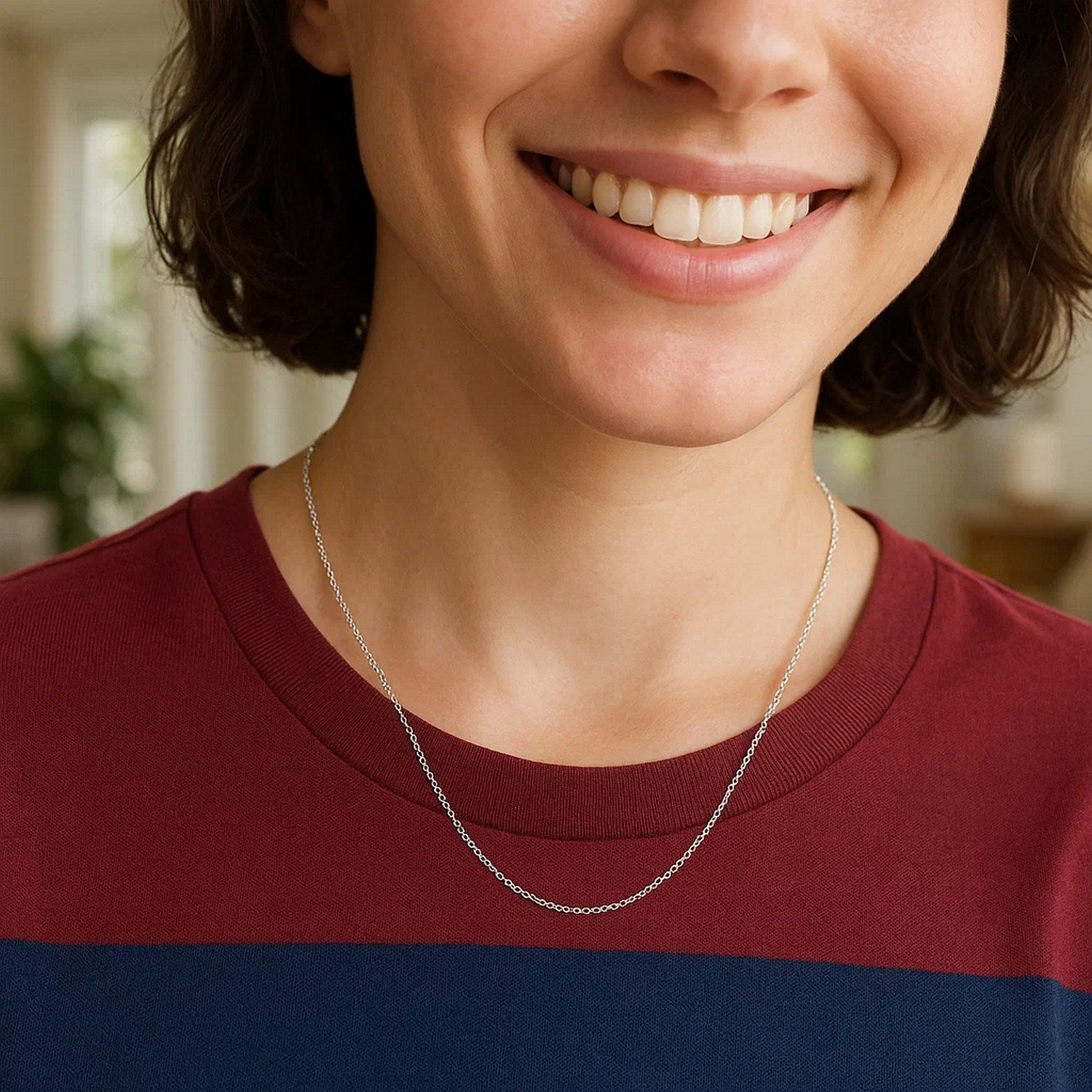 Sterling Silver Rhodium Plated Cable Chain (0.60 mm)