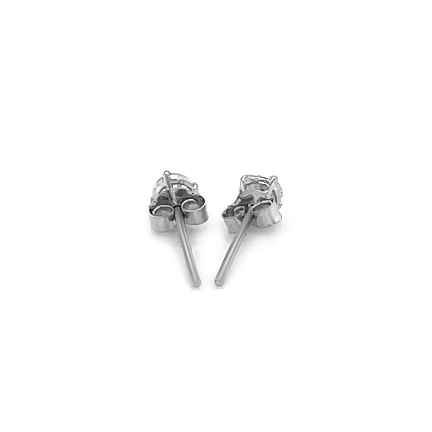 Sterling Silver Faceted White Cubic Zirconia Stud Earrings(3mm)