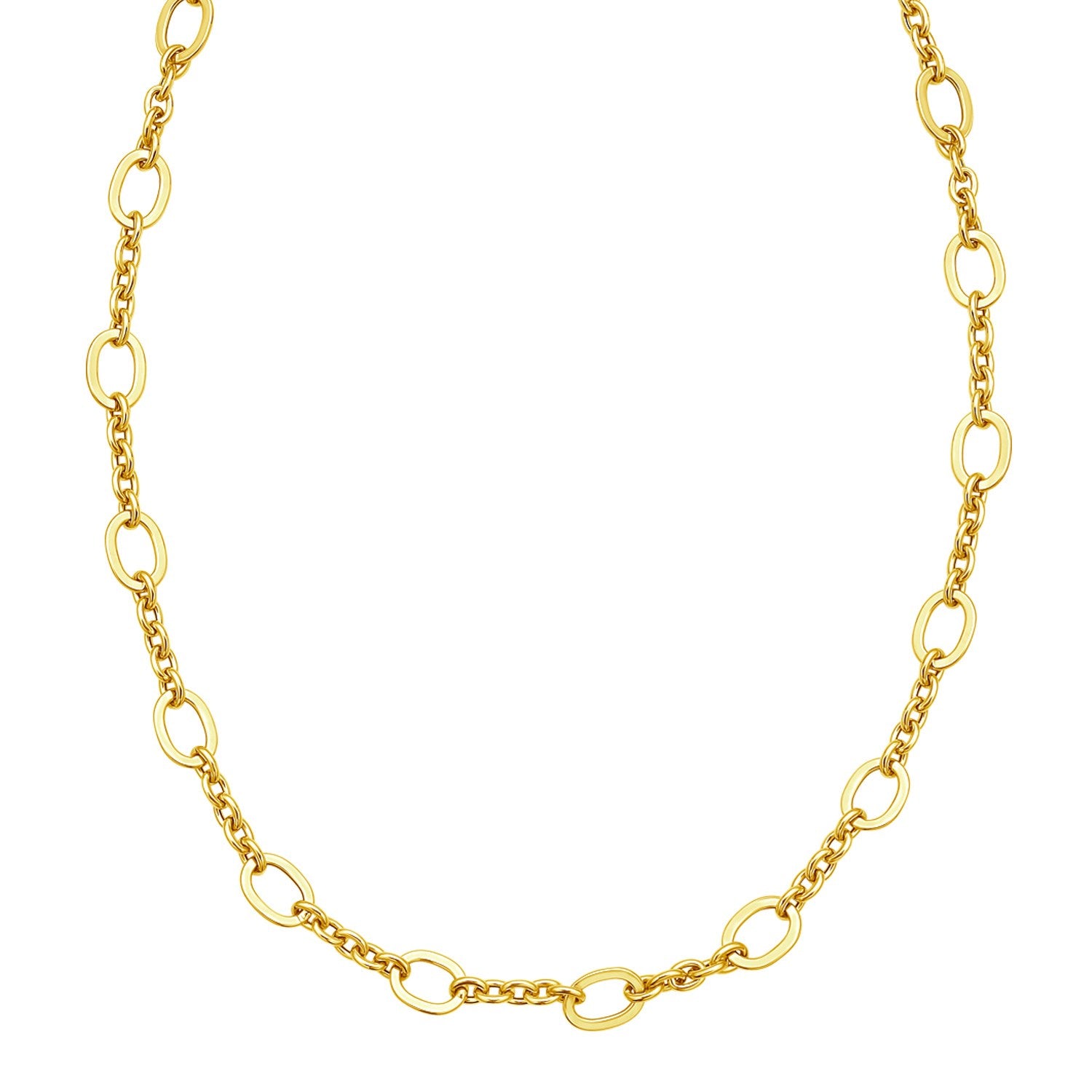 14K Yellow Gold Five and One Oval Link Chain Necklace
