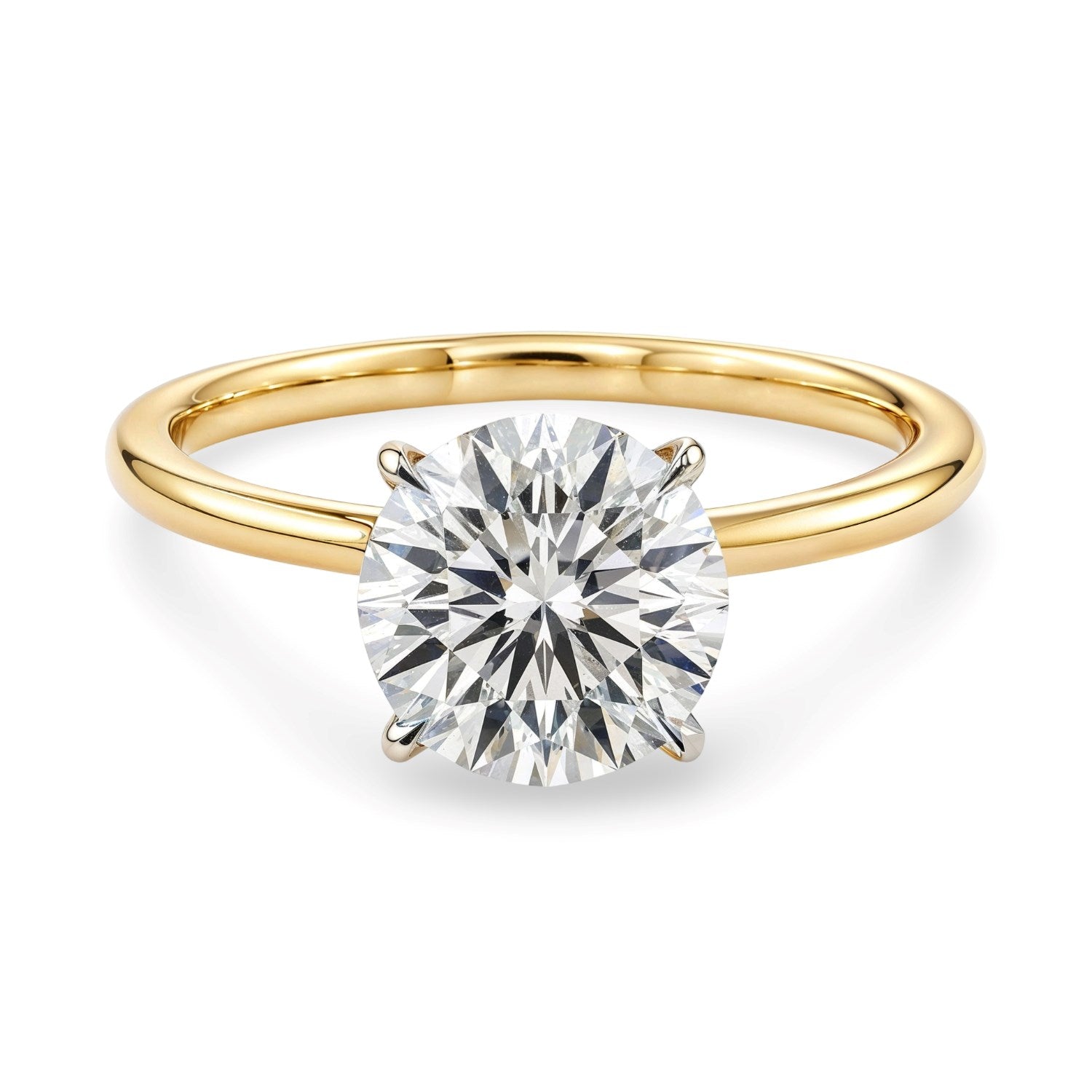 2 Carat Round Lab Grown IGI G/VS1 Diamond Solitaire Ring in 10K Yellow Gold