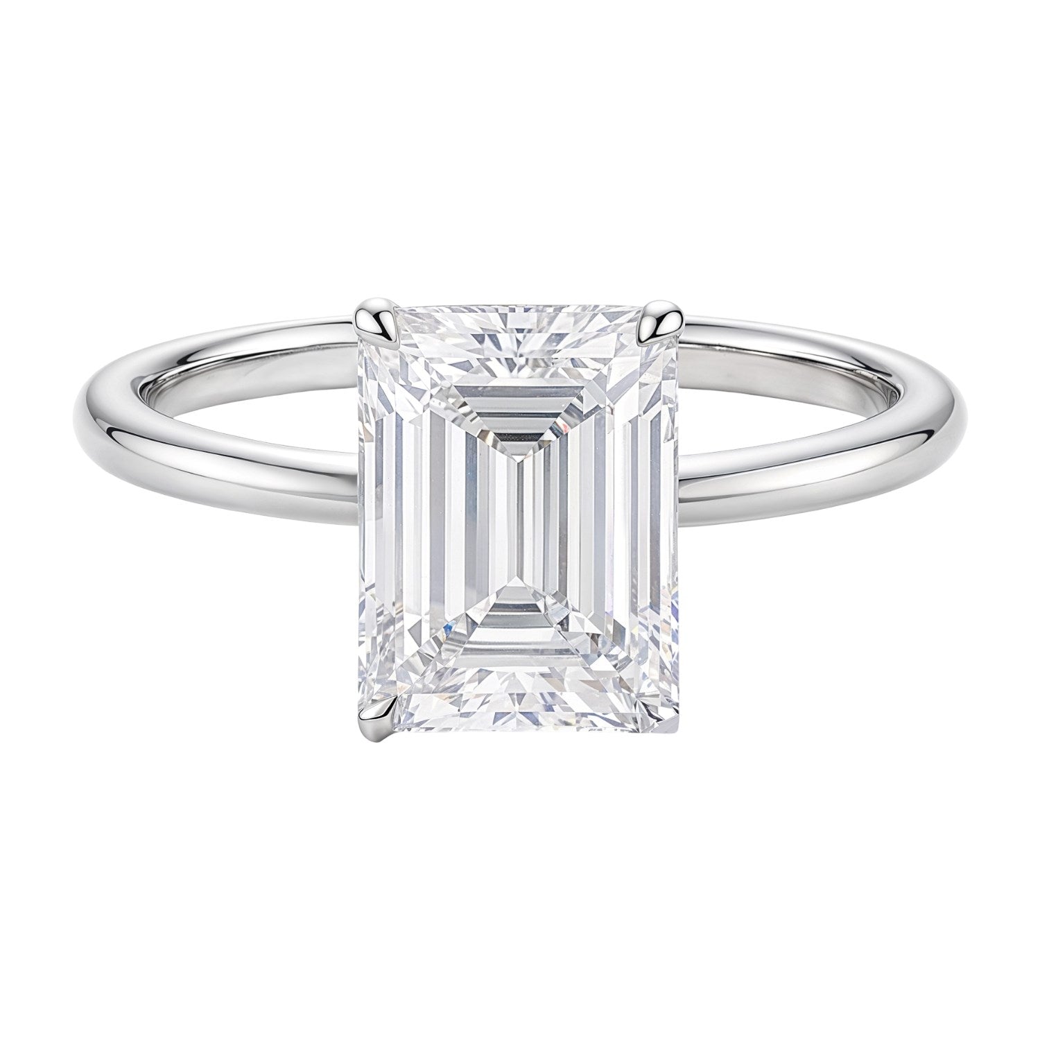 3 Carat Emerald Lab Grown IGI G/VS1 Diamond Solitaire Ring in 14K White Gold