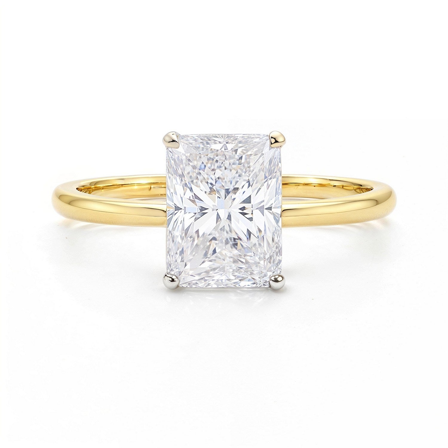 3 Carat Radiant Lab Grown IGI G/VS1 Diamond Solitaire Ring in 14K Yellow Gold