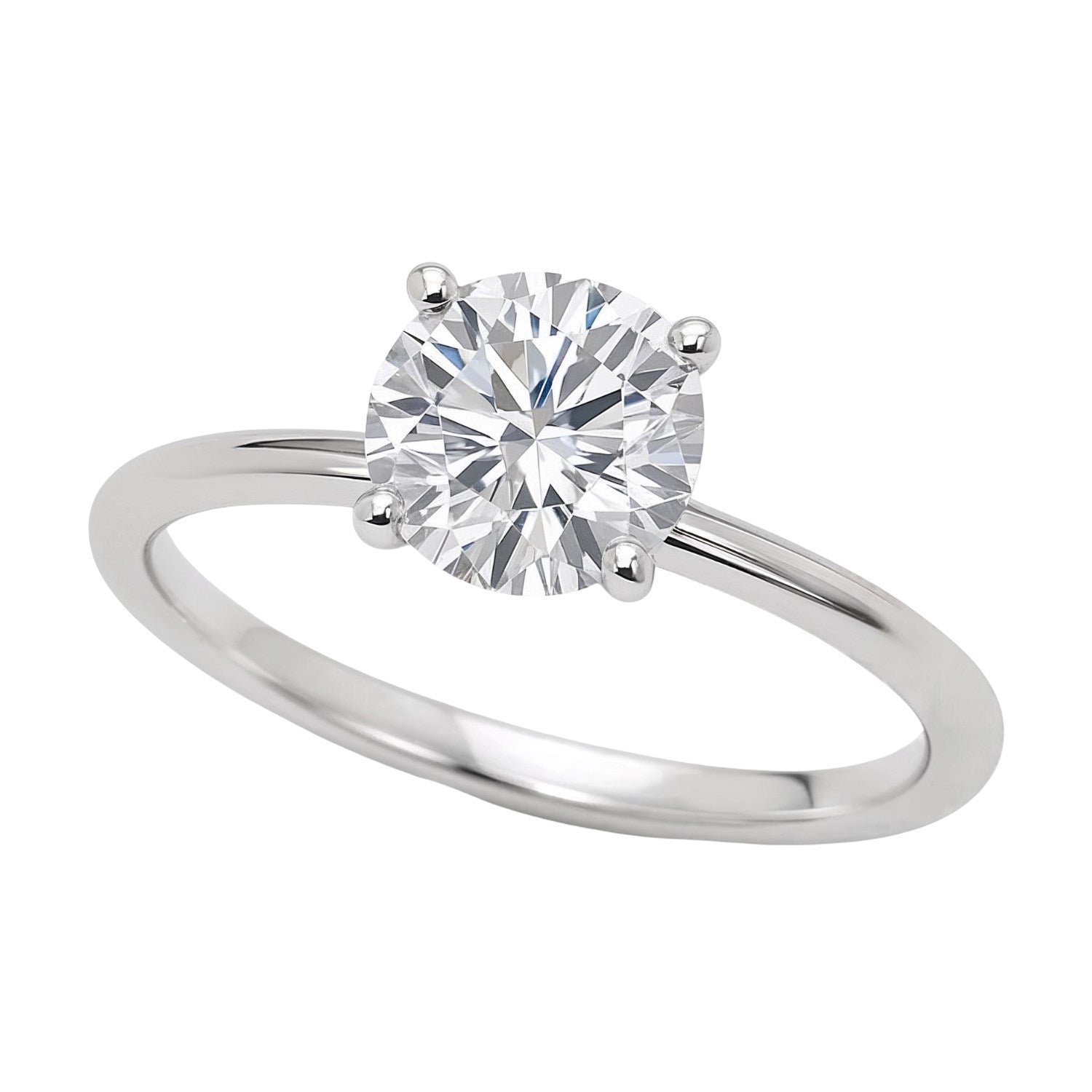 1 Carat Round Lab Grown IGI G/VS1 Diamond Solitaire Ring in Sterling Silver
