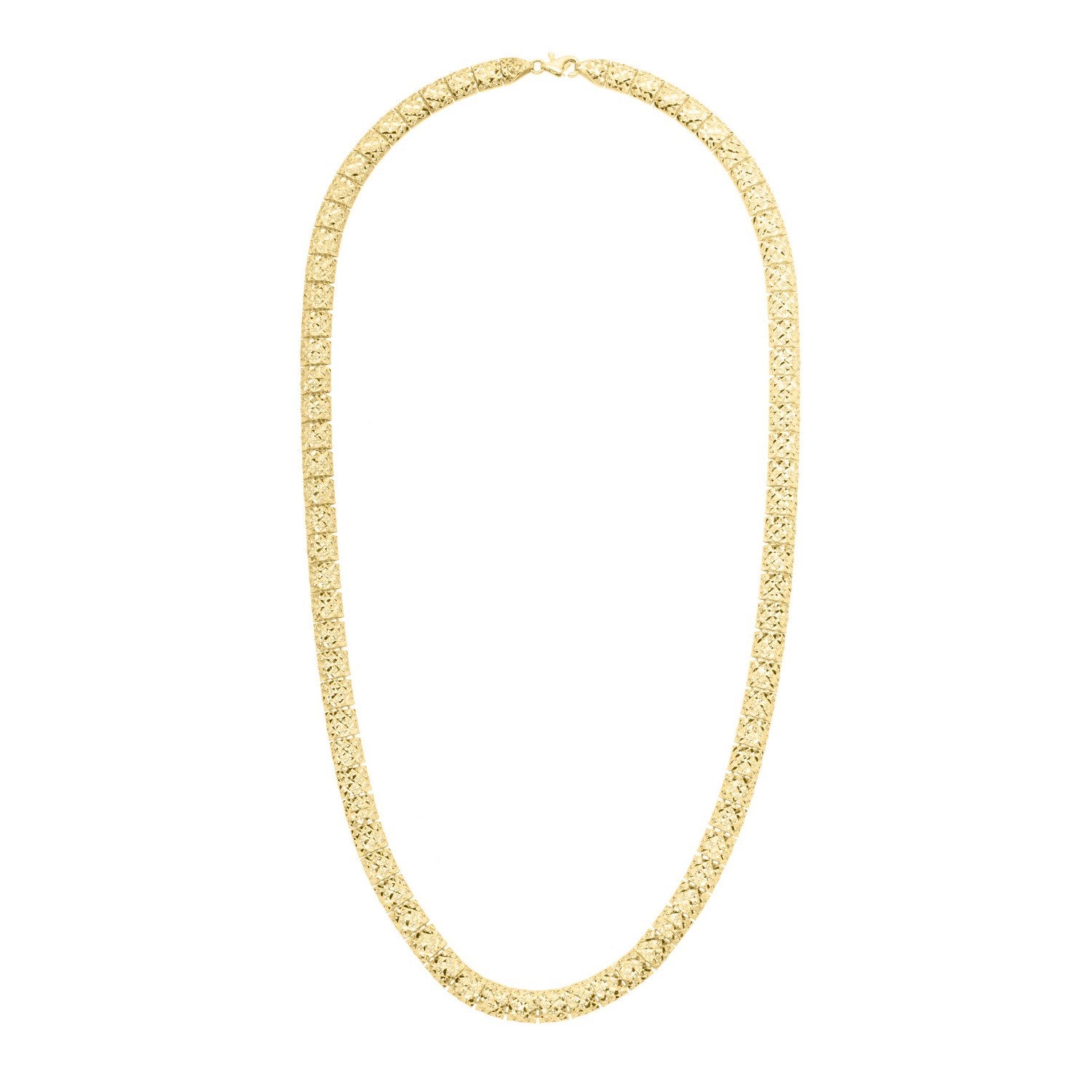 10K Yellow Gold Diamond Cut Square Link Necklace