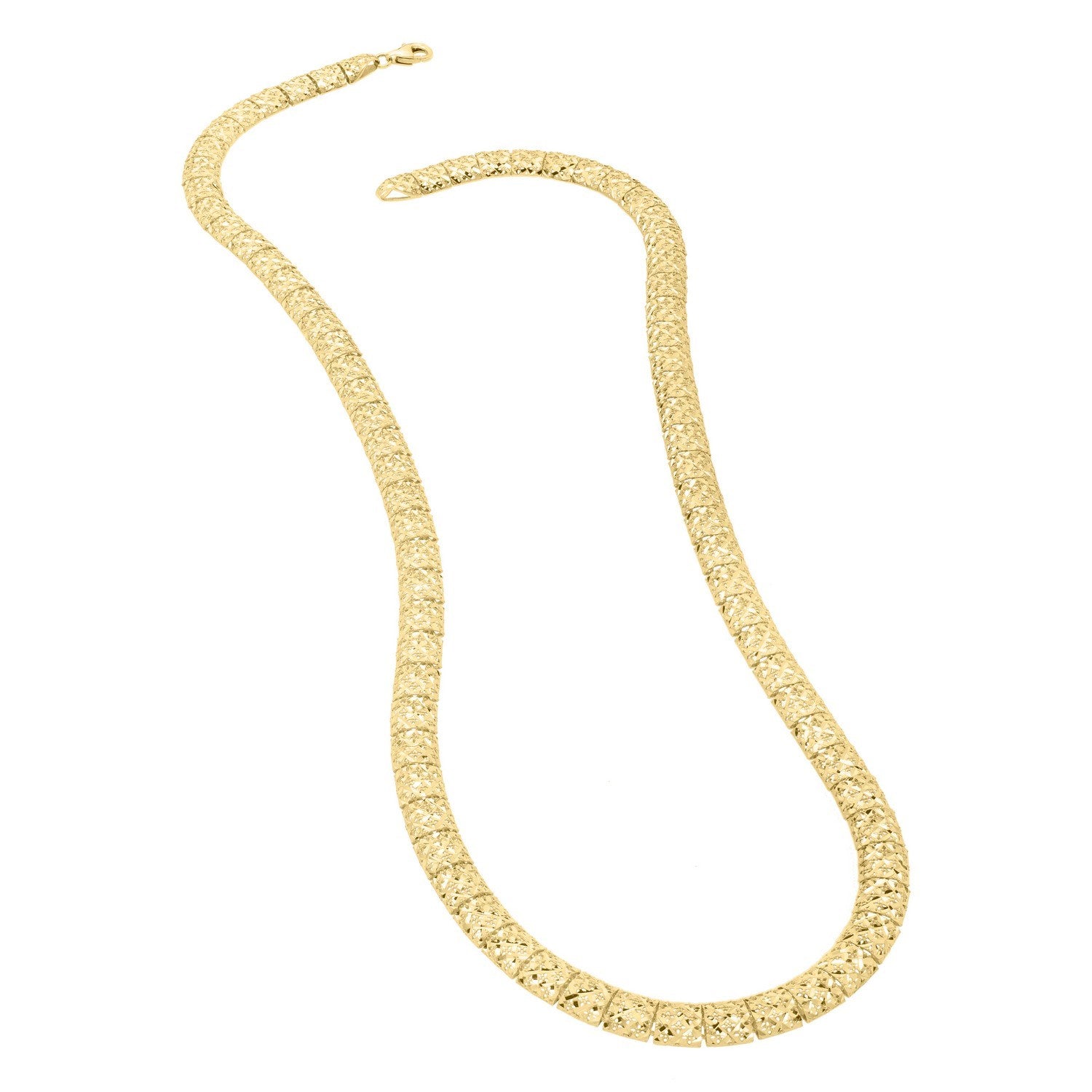 10K Yellow Gold Diamond Cut Square Link Necklace