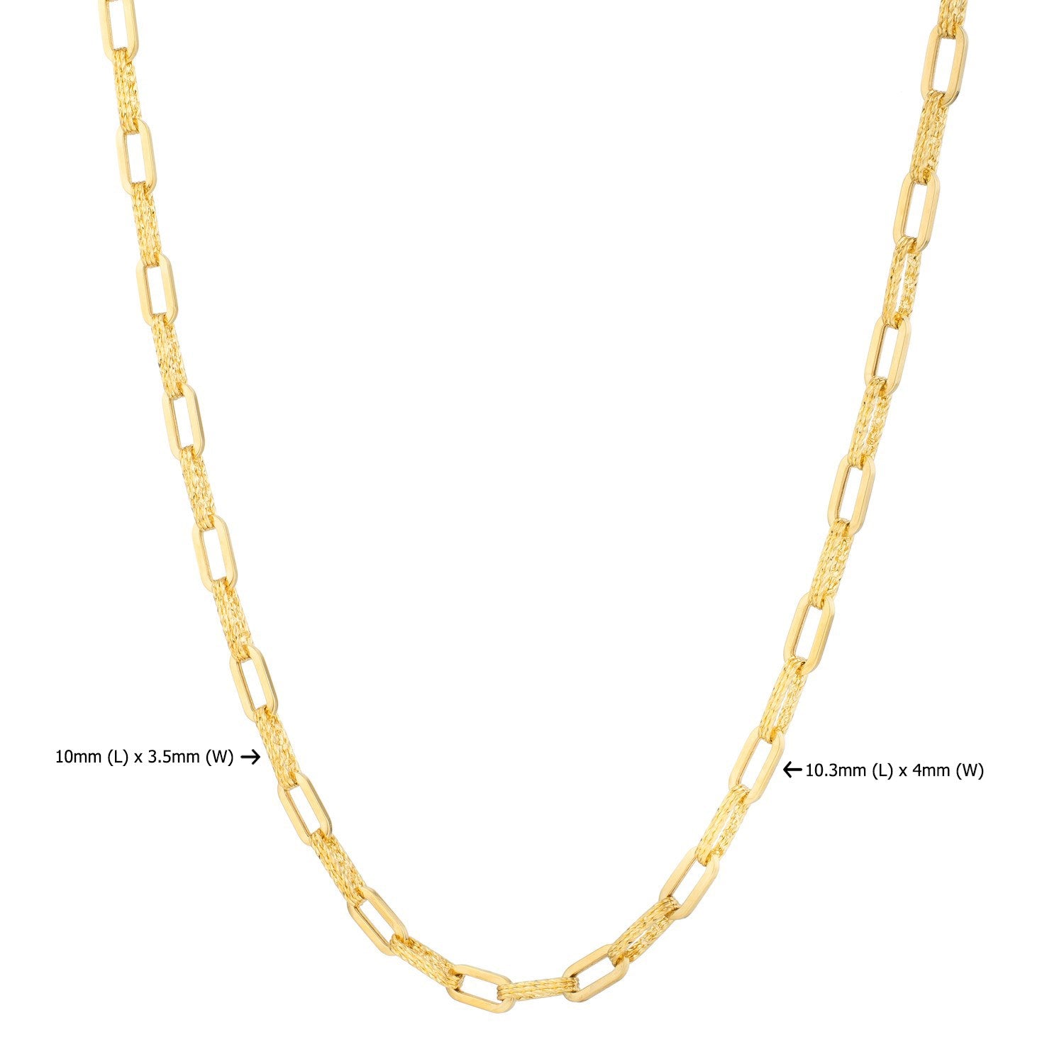 14k Yellow Gold Diamante Paperclip Chain Necklace (4.00 mm)