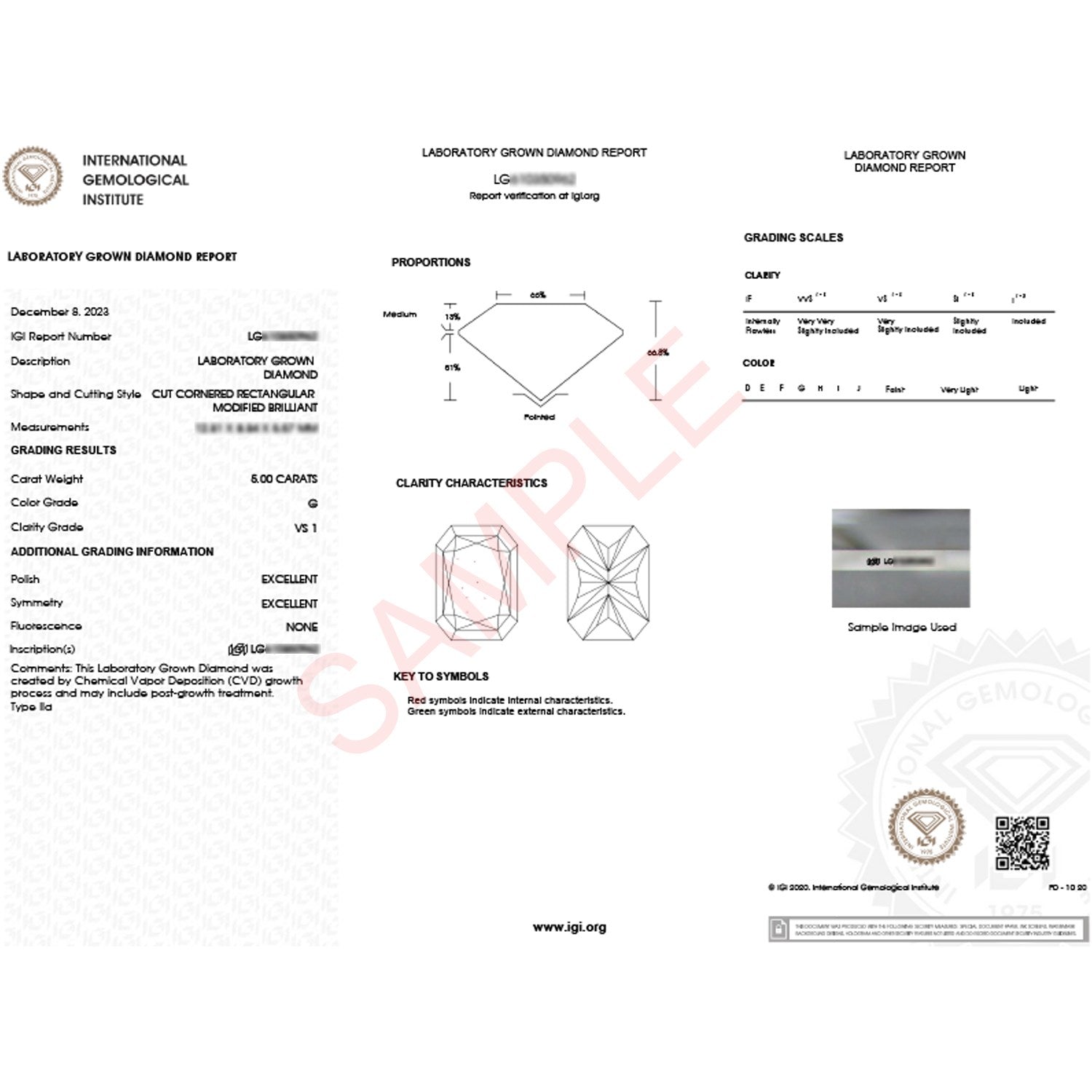 5 Carat Radiant Lab Grown IGI G/VS1 Diamond Solitaire Ring in 10K White Gold